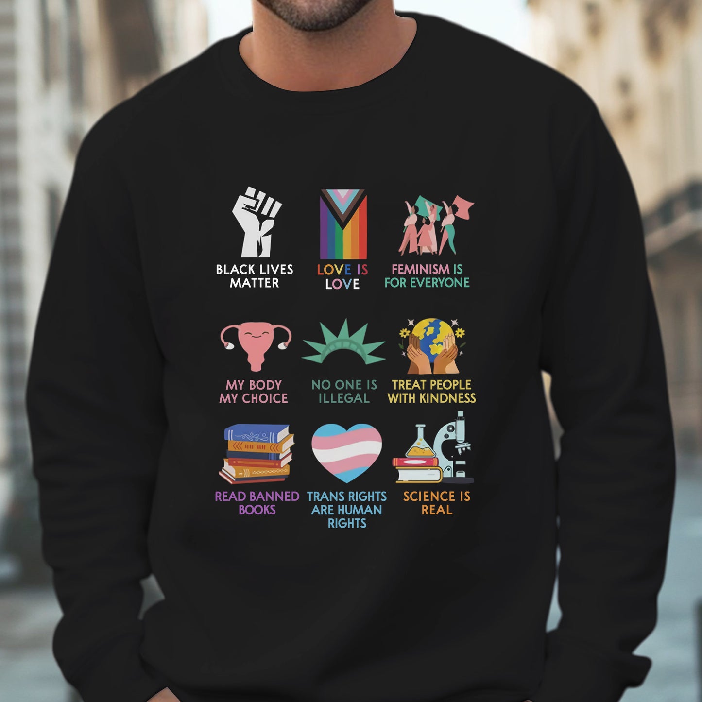 Human Rights & Science Is Real Graphic Unisex T-Shirt/T-Shirt V-Neck/Hoodie/Sweatshirt