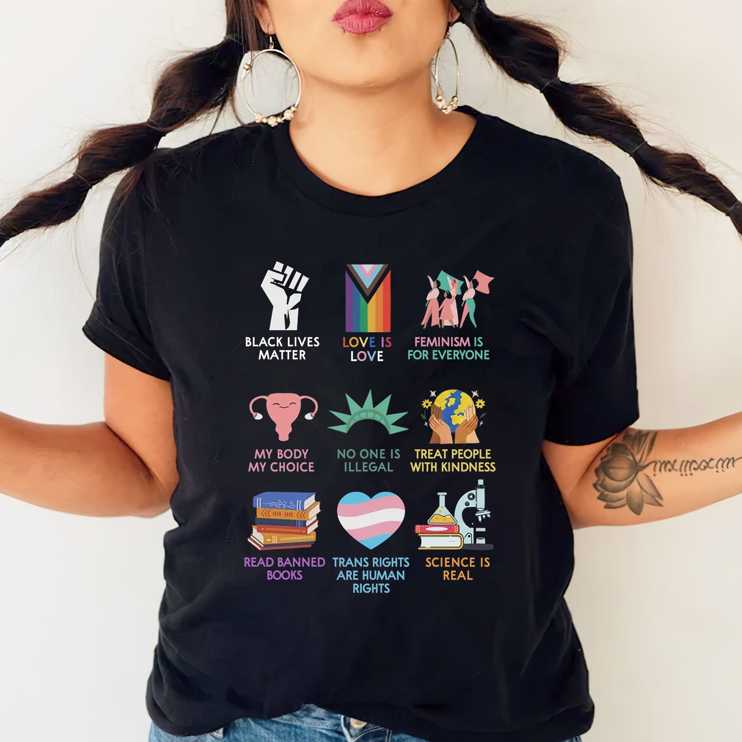 Human Rights & Science Is Real Graphic Unisex T-Shirt/T-Shirt V-Neck/Hoodie/Sweatshirt