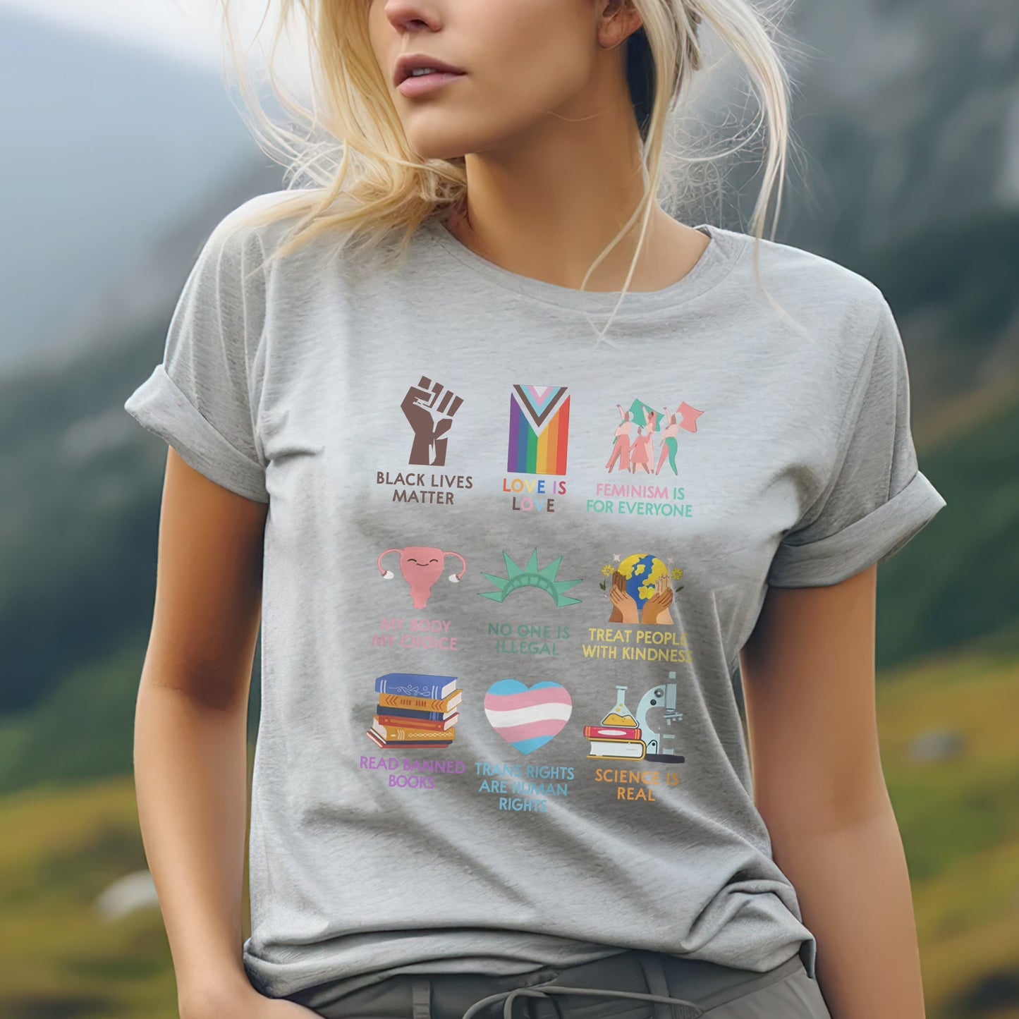 Human Rights & Science Is Real Graphic Unisex T-Shirt/T-Shirt V-Neck/Hoodie/Sweatshirt
