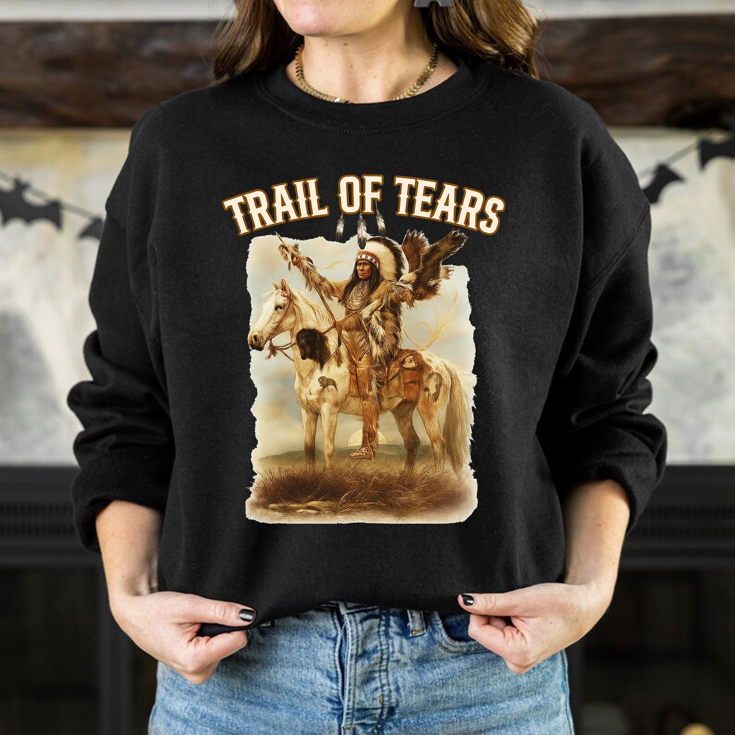 Trail of Tears Fine Art - Chief Raising Arms on Horseback Unisex T-Shirt/Hoodie/Sweatshirt