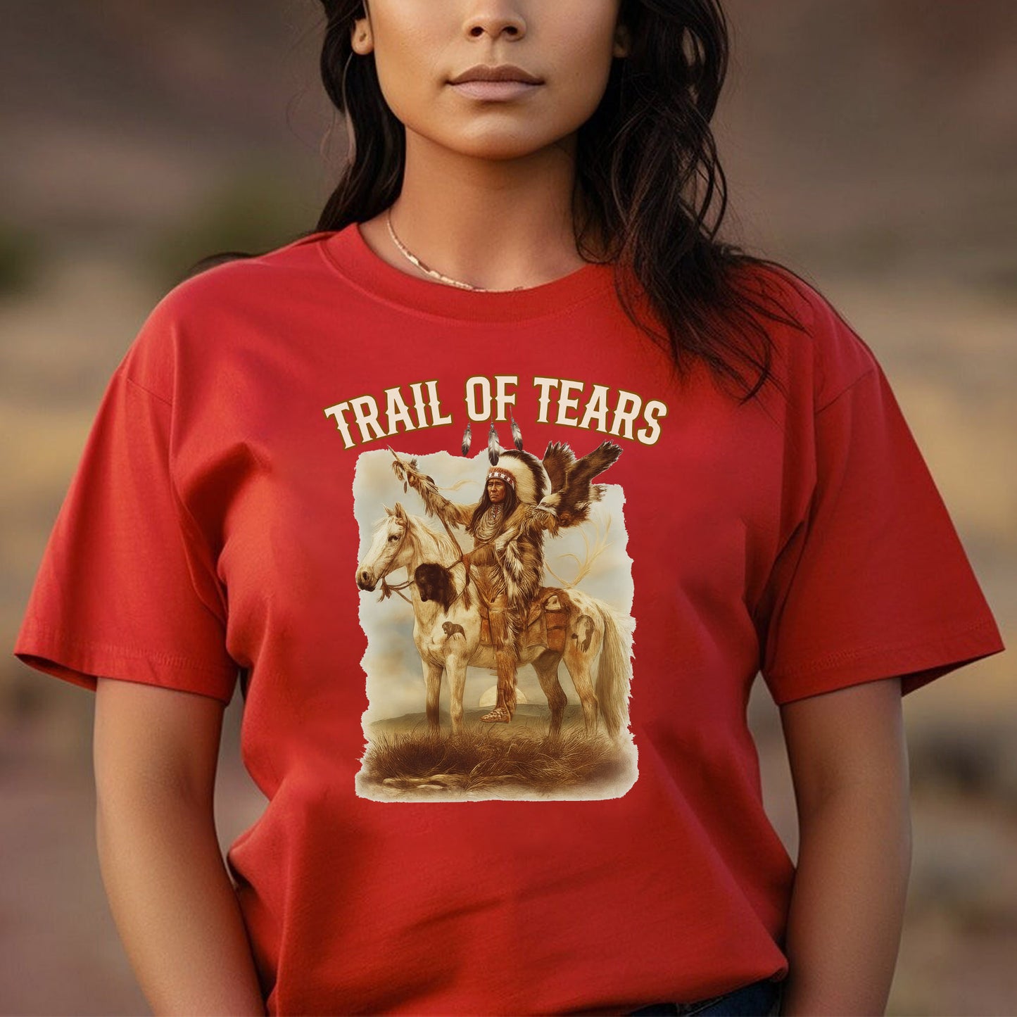 Trail of Tears Fine Art - Chief Raising Arms on Horseback Unisex T-Shirt/Hoodie/Sweatshirt