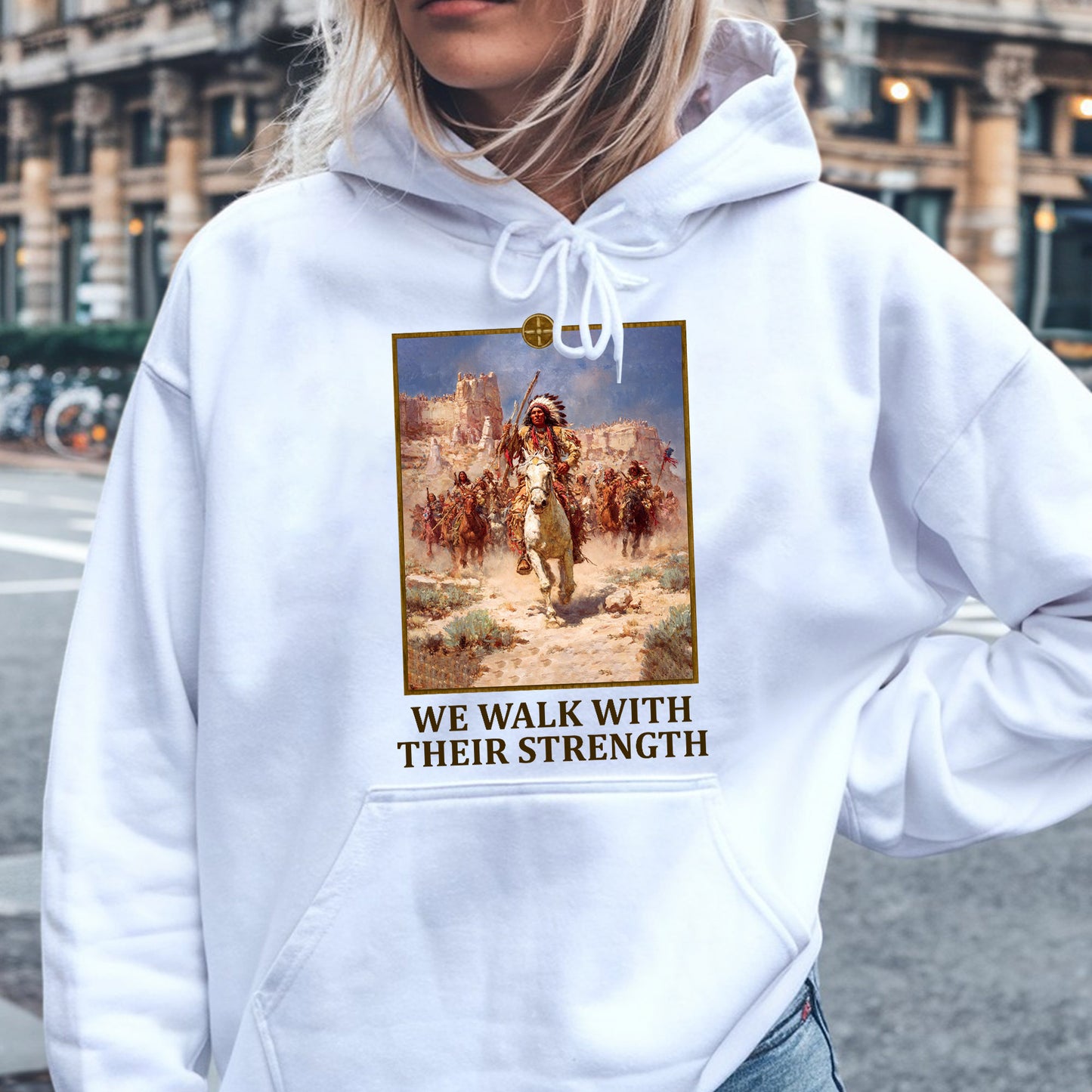 Indigenous Resilience - Chief on White Horse Painting Unisex T-Shirt/Hoodie/Sweatshirt