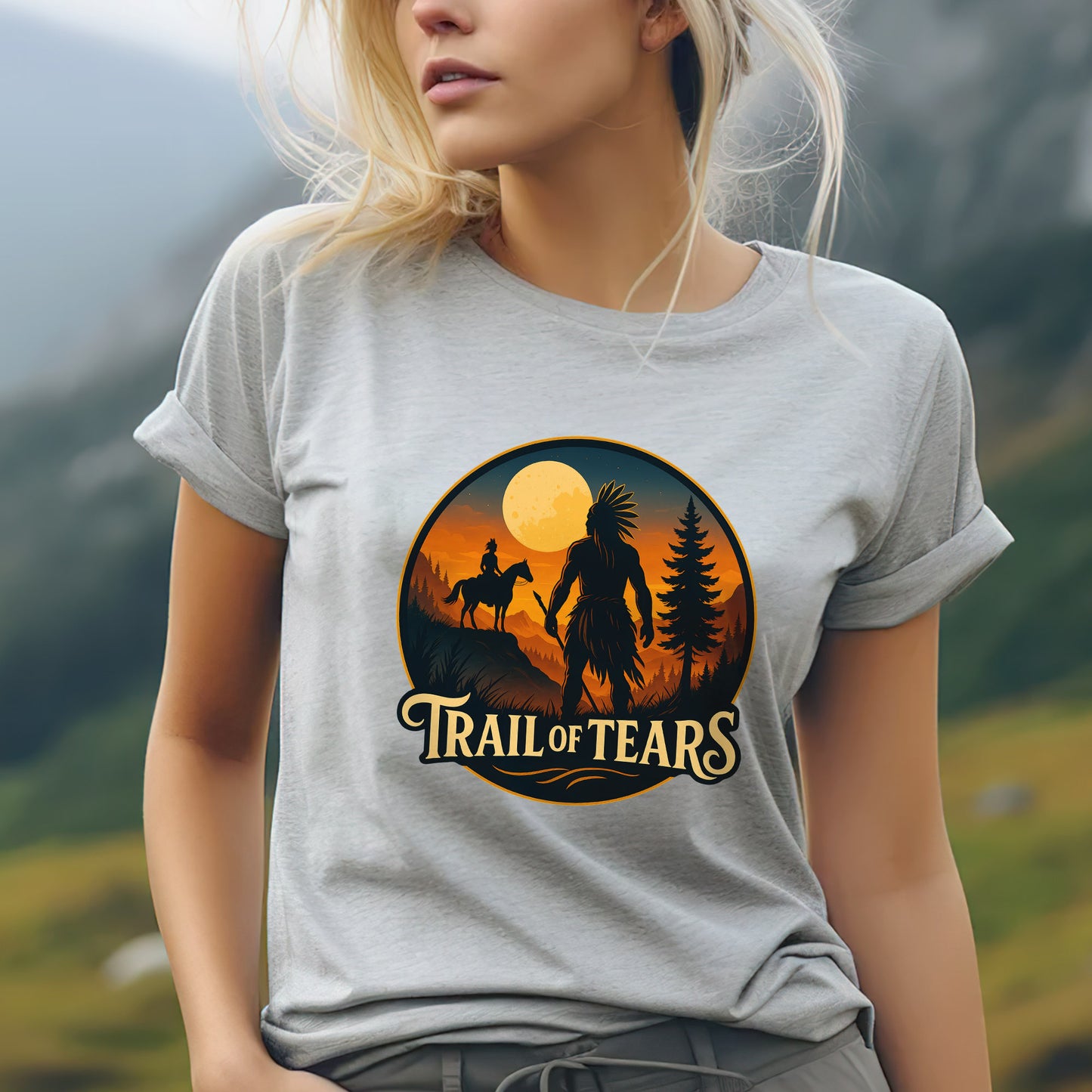 Trail of Tears Journey - Warrior Silhouette Design Unisex T-Shirt/Hoodie/Sweatshirt