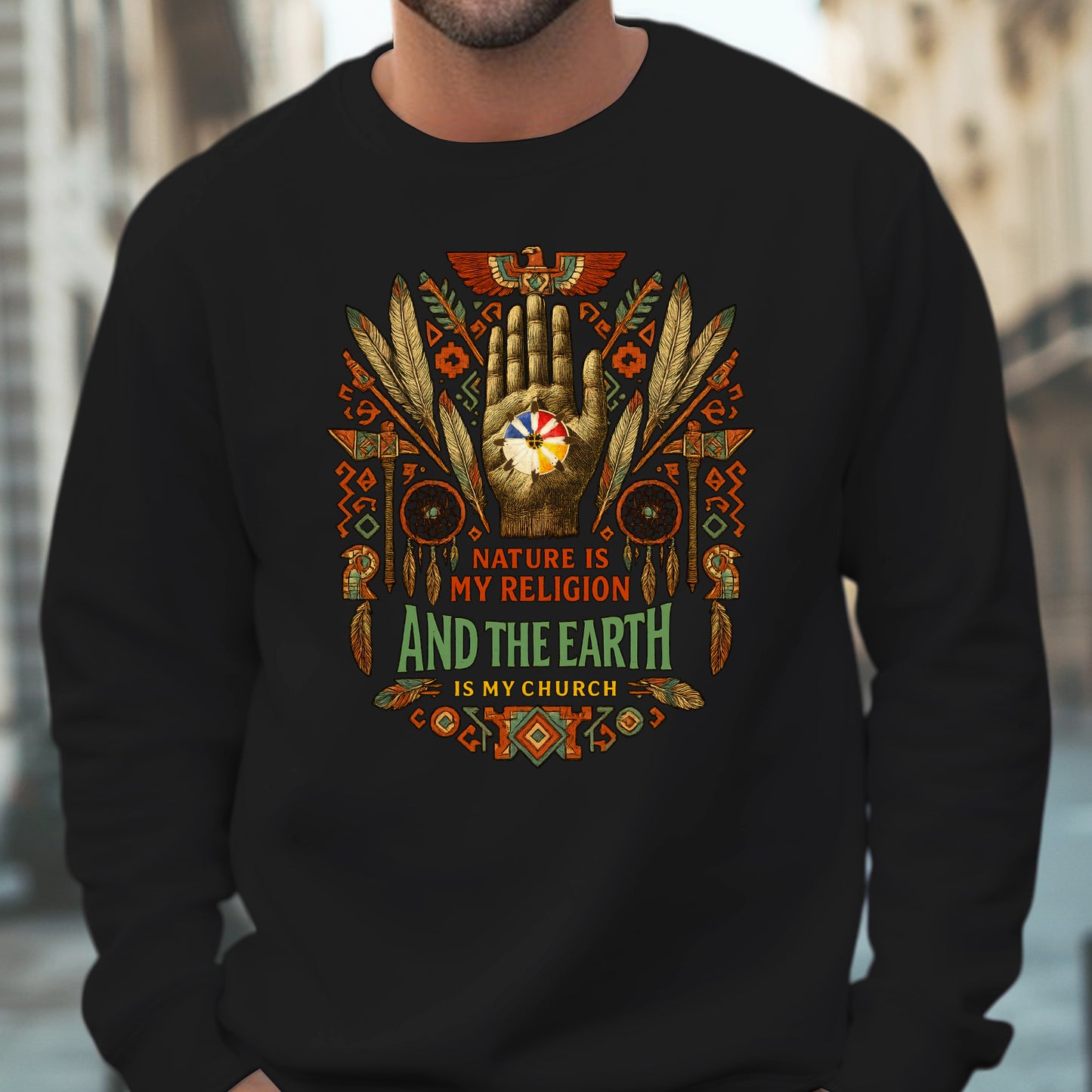 Native American Sacred Earth Dreamcatcher & Feather Tribal Art Unisex T-Shirt/T-Shirt V-Neck/Hoodie/Sweatshirt