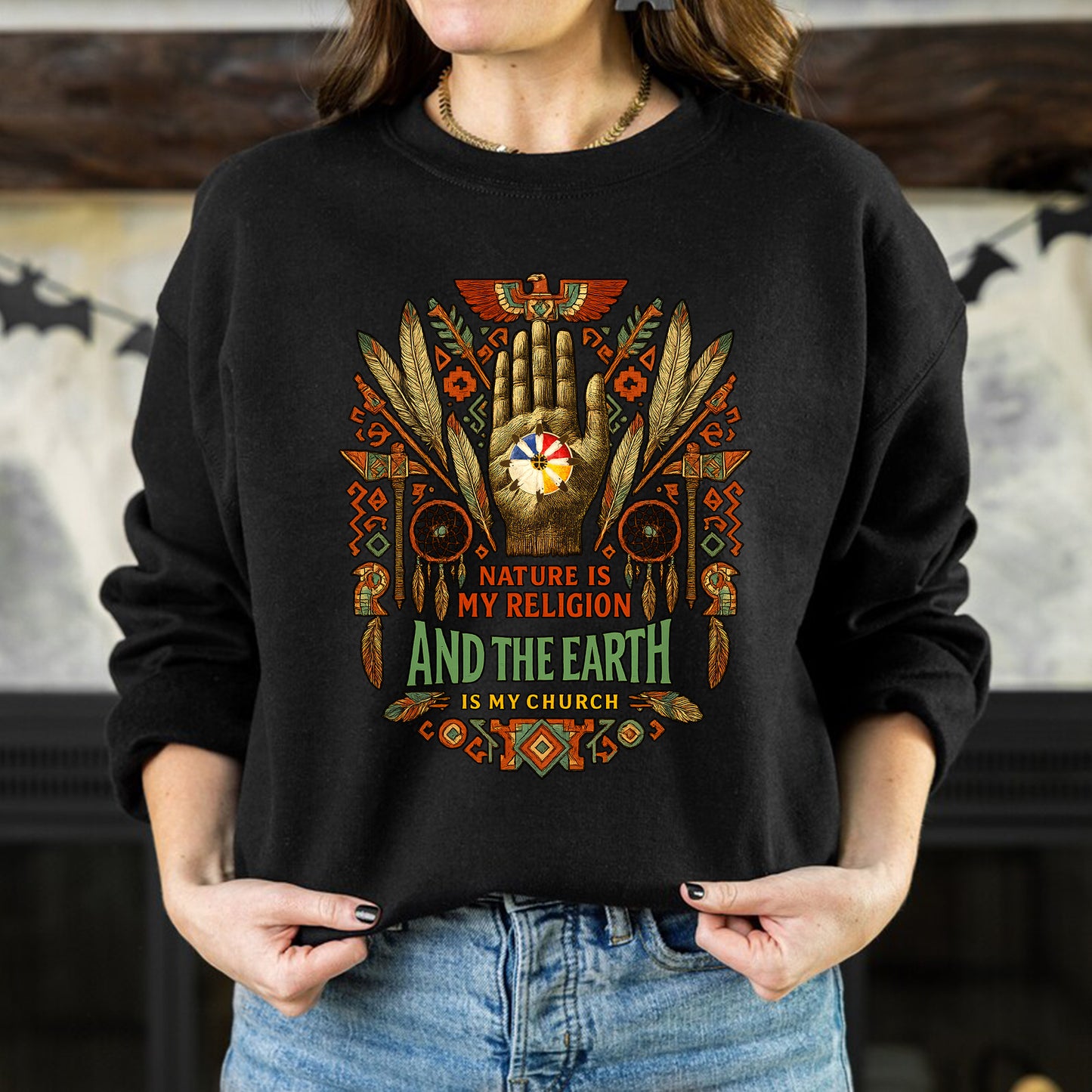 Native American Sacred Earth Dreamcatcher & Feather Tribal Art Unisex T-Shirt/T-Shirt V-Neck/Hoodie/Sweatshirt