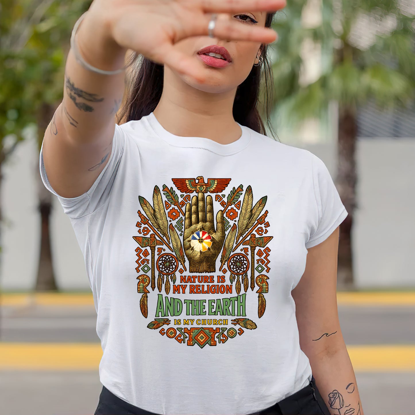 Native American Sacred Earth Dreamcatcher & Feather Tribal Art Unisex T-Shirt/T-Shirt V-Neck/Hoodie/Sweatshirt