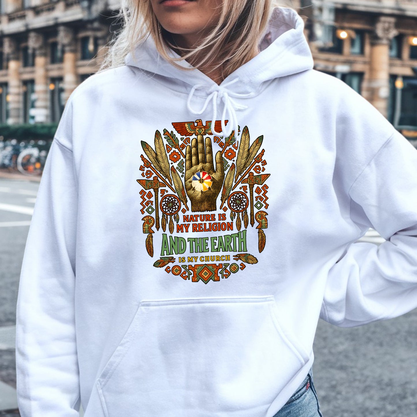 Native American Sacred Earth Dreamcatcher & Feather Tribal Art Unisex T-shirt/T-shirt V-neck/Hoodie/Sweatshirt