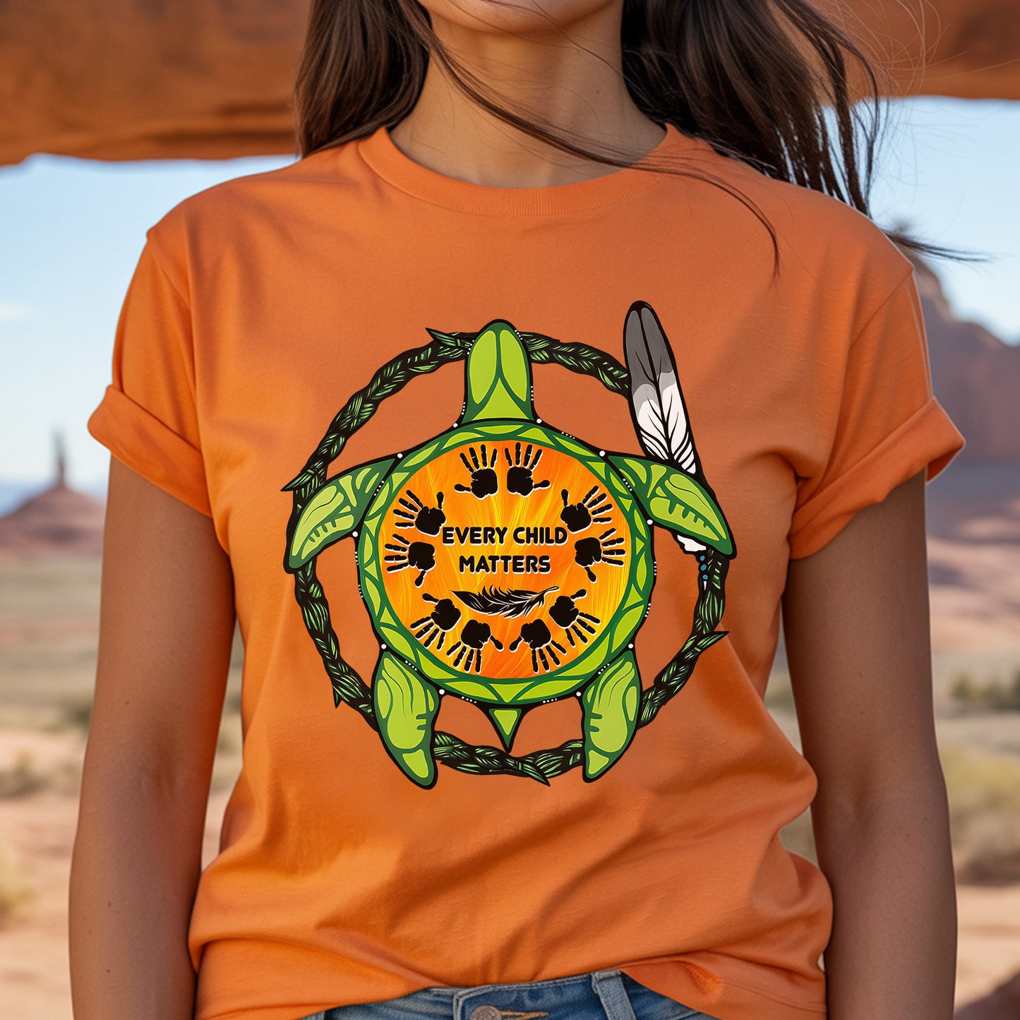 Every Child Matters - Turtle & Feather Orange Unisex T-Shirt/Hoodie/Sweatshirt