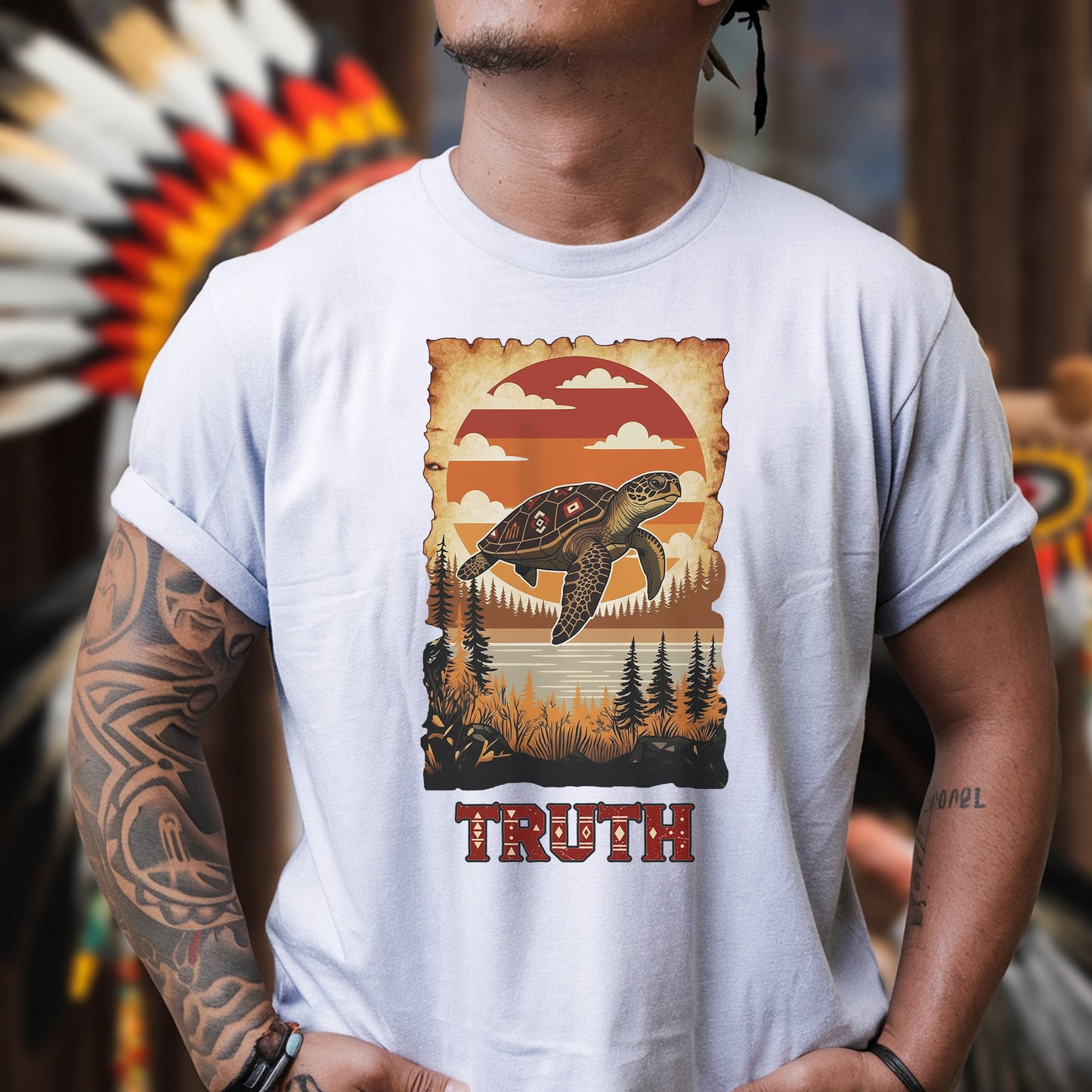 The Seven Sacred Laws Animal - Turtle Native American Unisex T-Shirt/T-Shirt V-Neck/Hoodie/Sweatshirt
