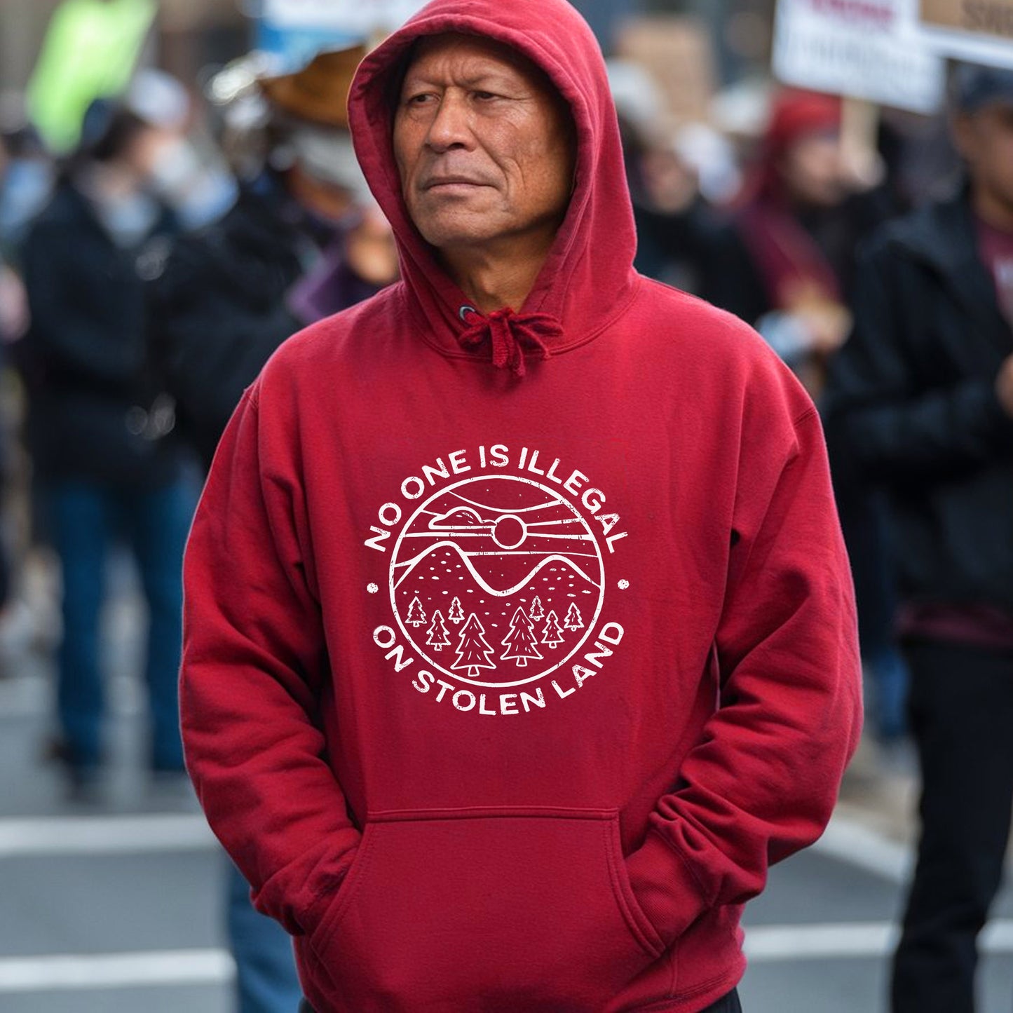 Indigenous Solidarity - No One Is Illegal on Stolen Land Unisex T-Shirt/T-Shirt V-Neck/Hoodie/Sweatshirt