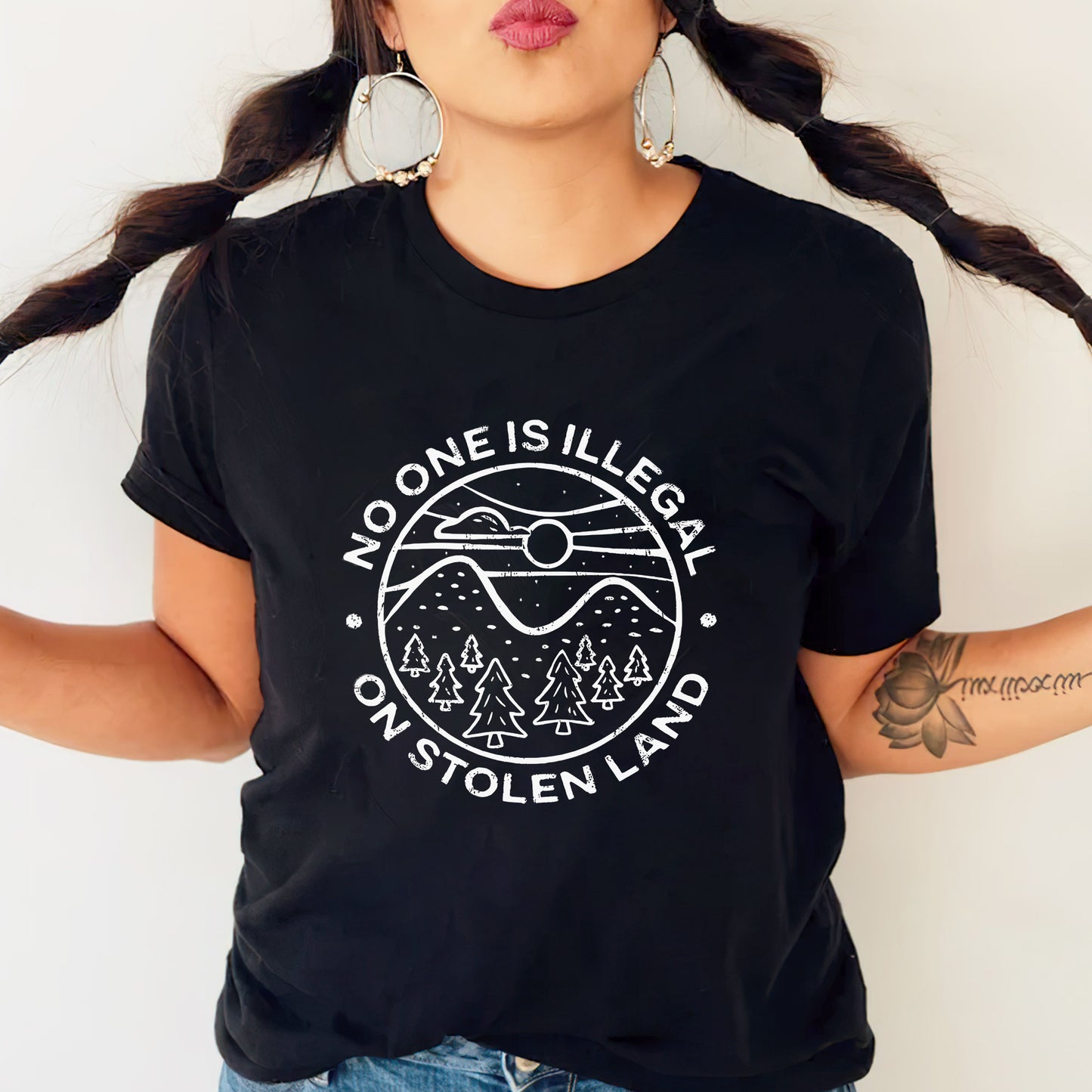 Indigenous Solidarity - No One Is Illegal on Stolen Land Unisex T-Shirt/T-Shirt V-Neck/Hoodie/Sweatshirt