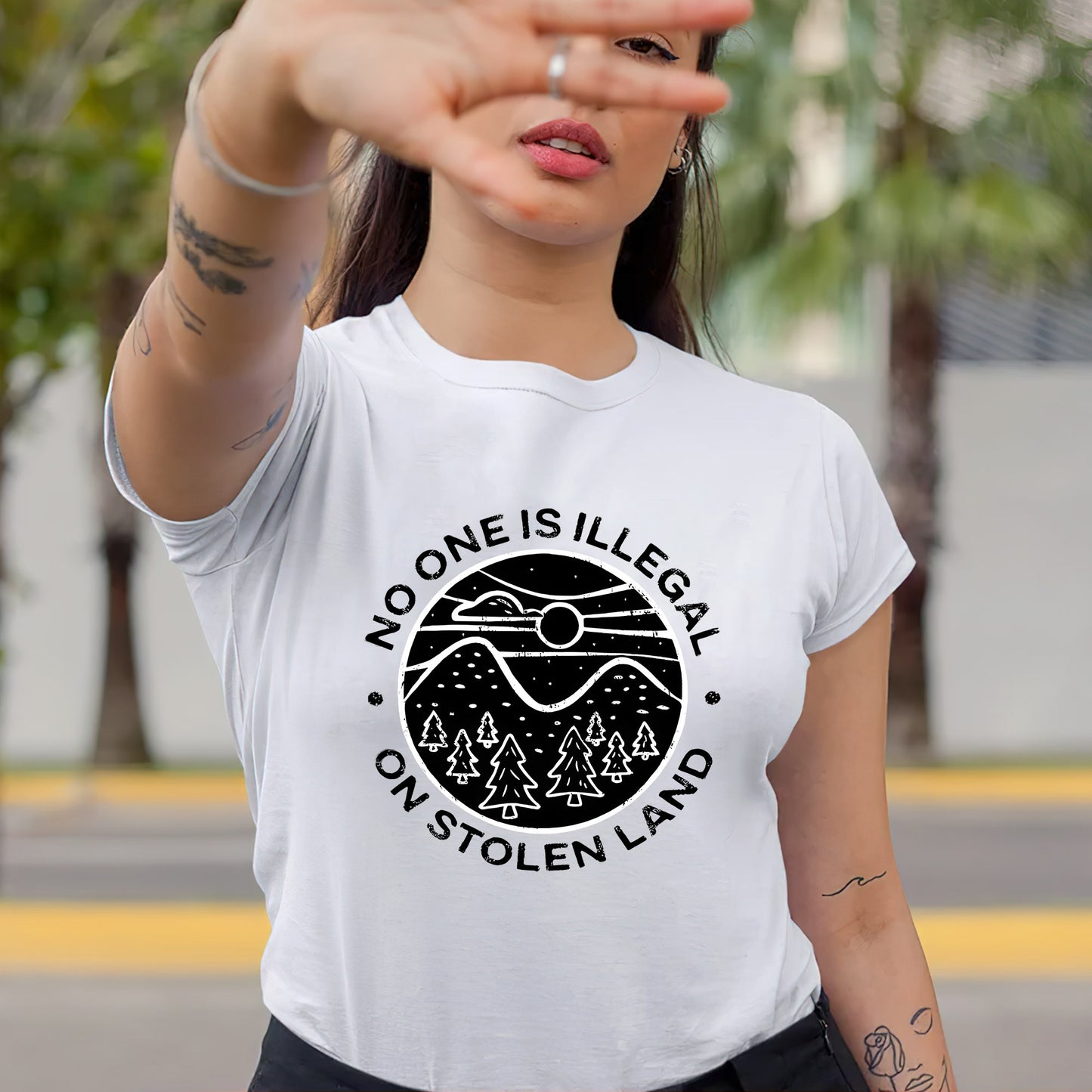 Indigenous Solidarity - No One Is Illegal on Stolen Land Unisex T-Shirt/T-Shirt V-Neck/Hoodie/Sweatshirt