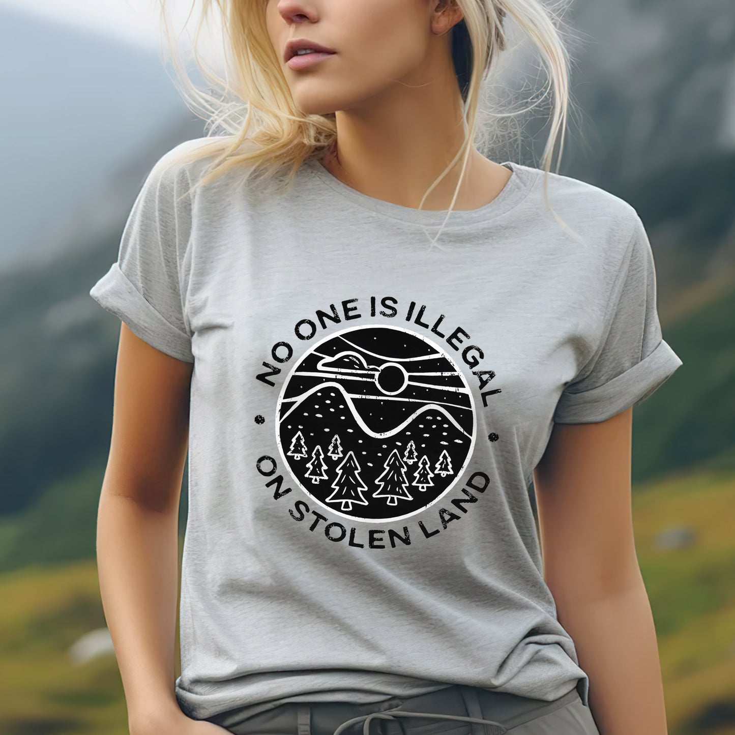 Indigenous Solidarity - No One Is Illegal on Stolen Land Unisex T-Shirt/T-Shirt V-Neck/Hoodie/Sweatshirt