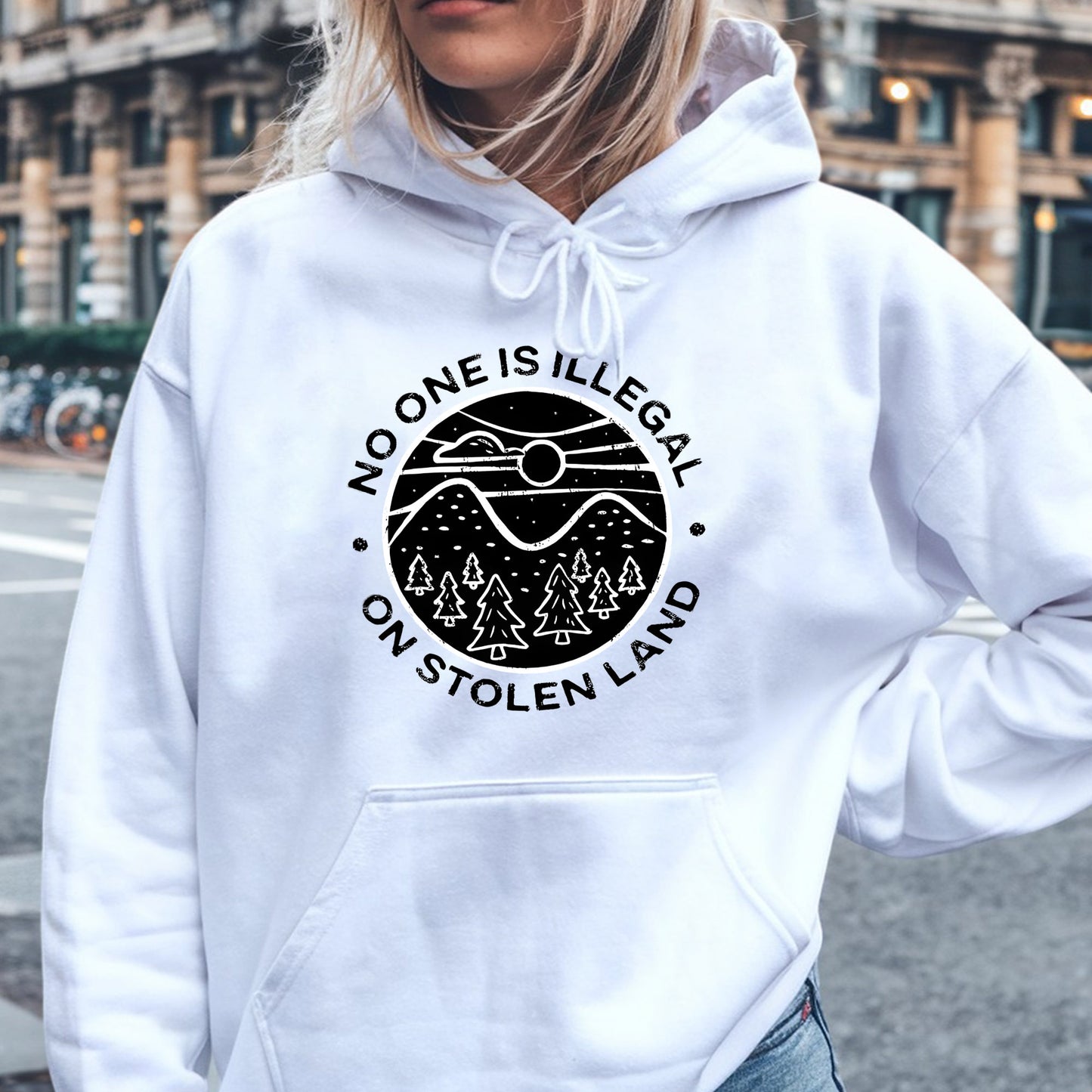 Indigenous Solidarity - No One Is Illegal on Stolen Land Unisex T-Shirt/T-Shirt V-Neck/Hoodie/Sweatshirt