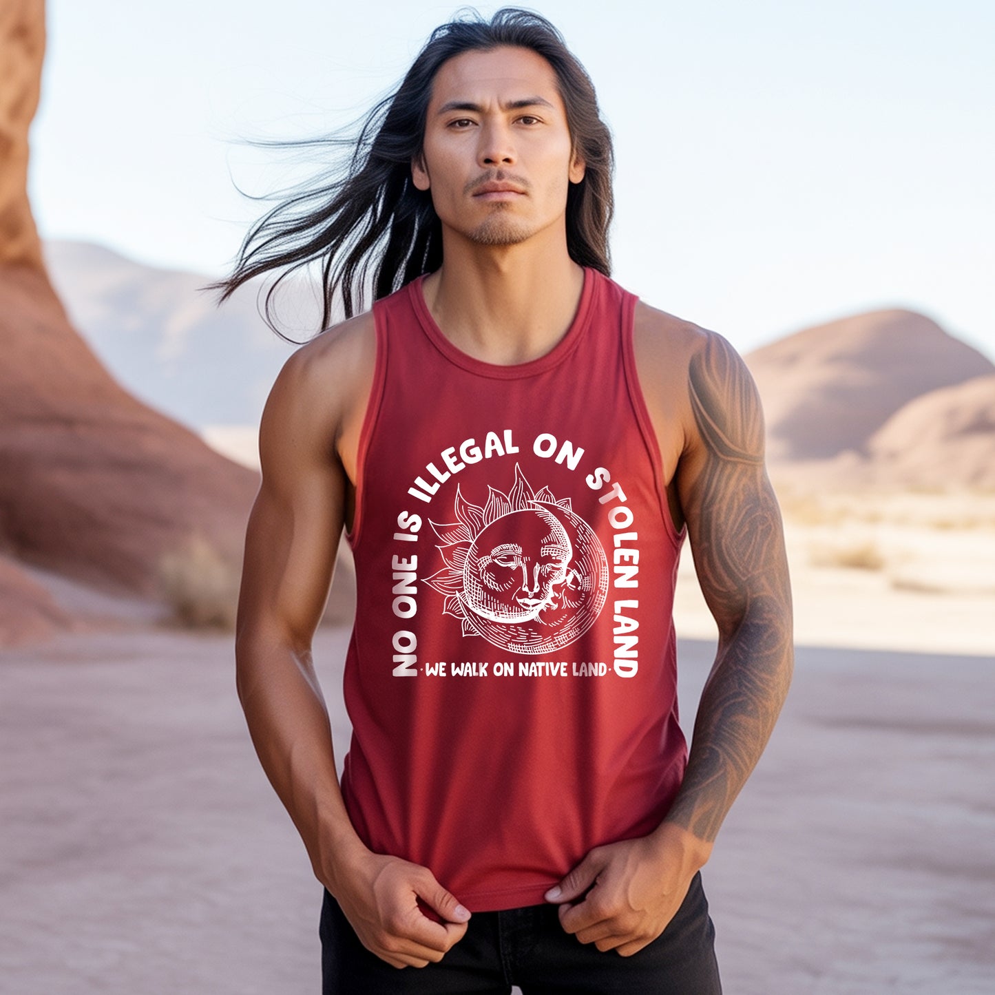 No One Is Illegal On Stolen Land Freedom Equality Statement Unisex Tank Top