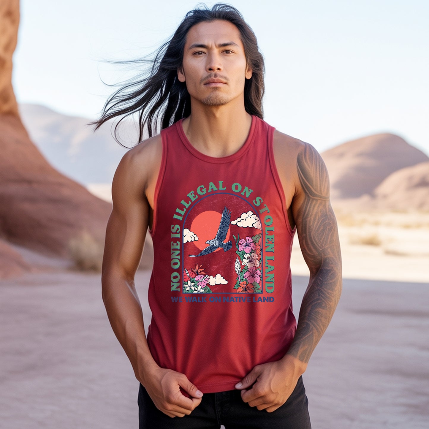 No One Is Illegal On Stolen Land Native Land Statemen Unisex Tank Top