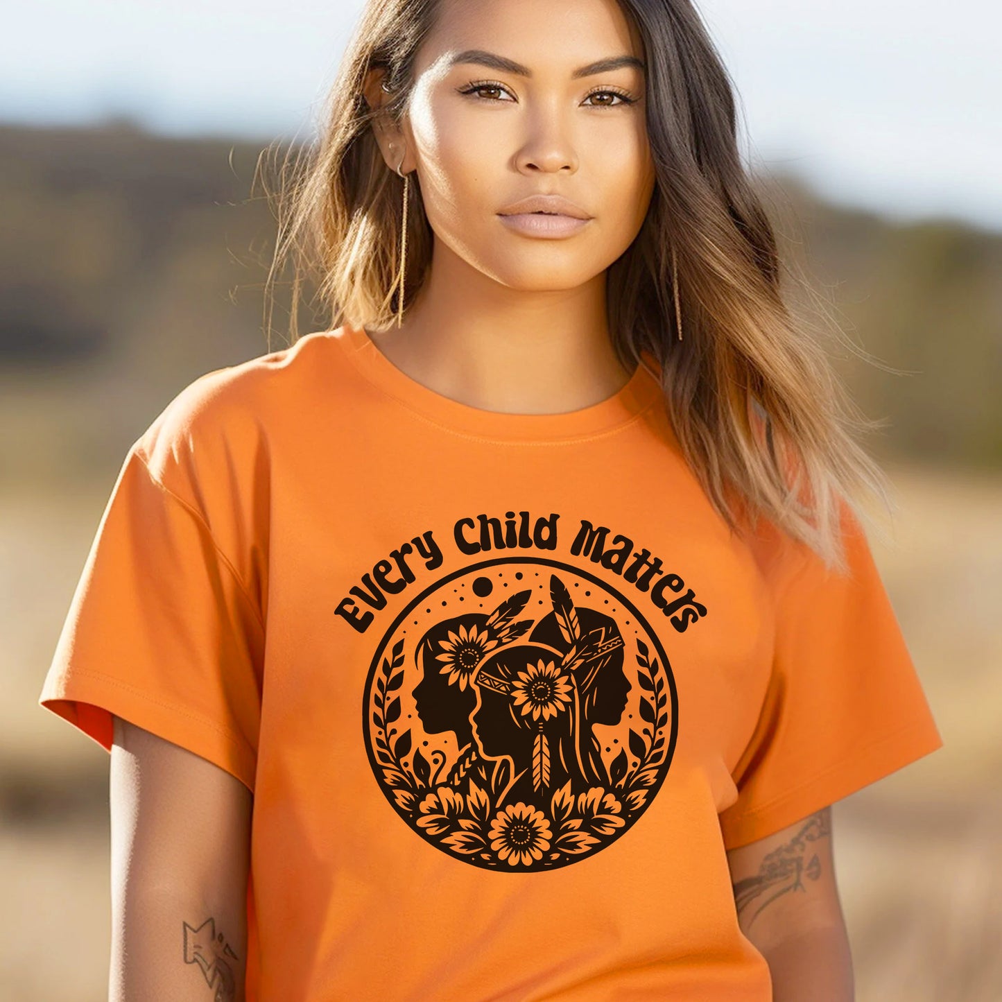 Every Child Matters Indigenous Silhouette Floral For Orange Shirt Day Unisex T-Shirt/Hoodie/Sweatshirt