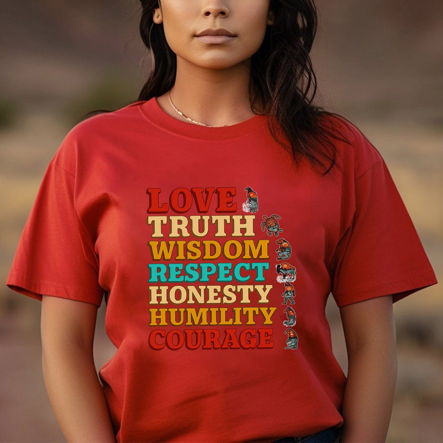 Seven Grandfather Teachings - Values Typography Unisex T-Shirt/T-Shirt V-Neck/Hoodie/Sweatshirt