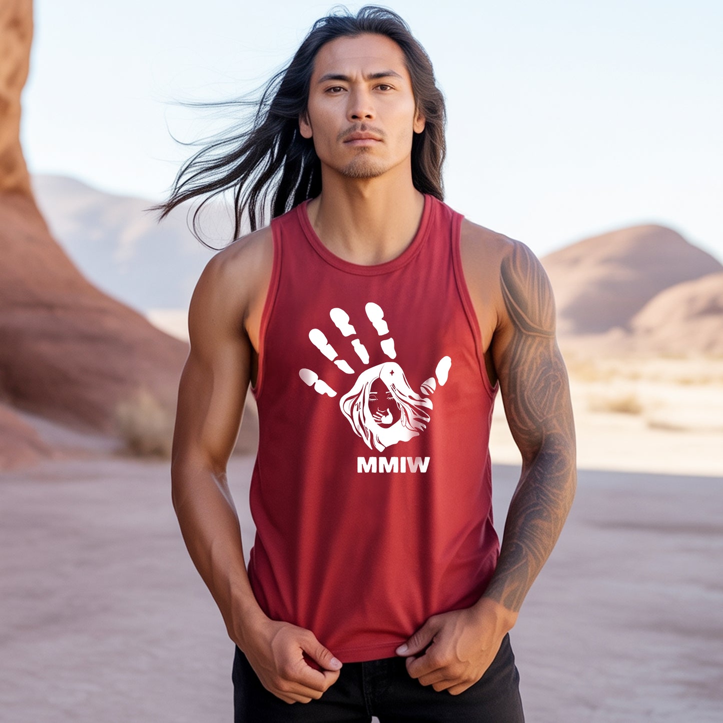 MMIW Red Handprint Raise Awareness For Indigenous Women Unisex Tank Top