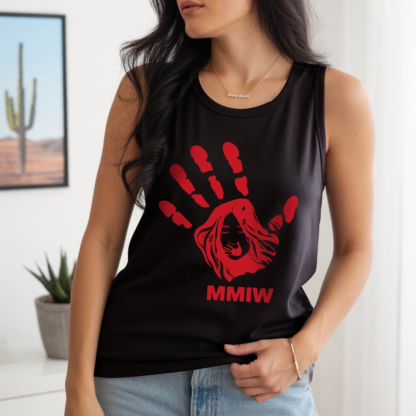 MMIW Red Handprint Raise Awareness For Indigenous Women Unisex Tank Top