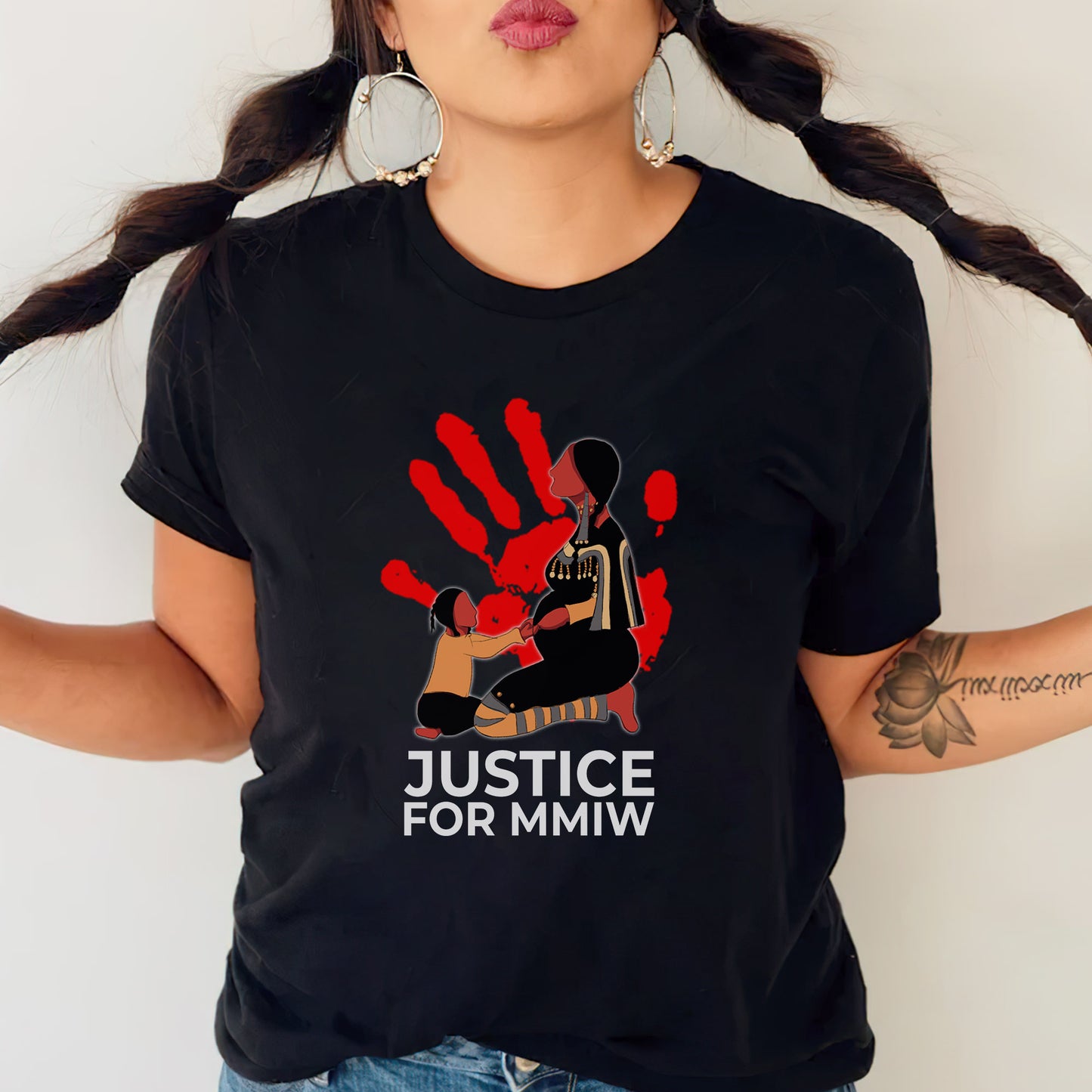 Justice For MMIW Red Handprint Unisex T-Shirt/T-shirt V-Neck/Hoodie/Sweatshirt