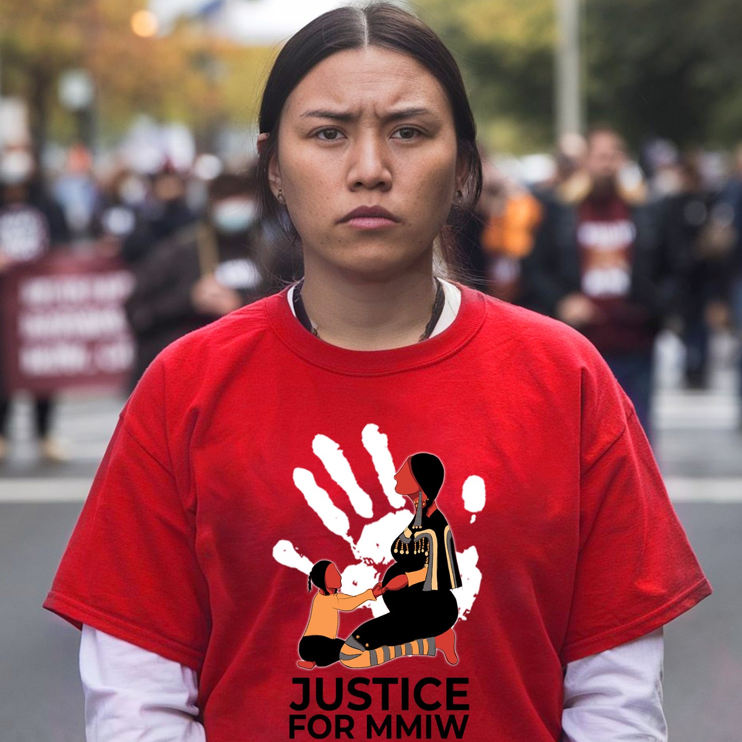 Justice For MMIW Red Handprint Unisex T-Shirt/T-shirt V-Neck/Hoodie/Sweatshirt