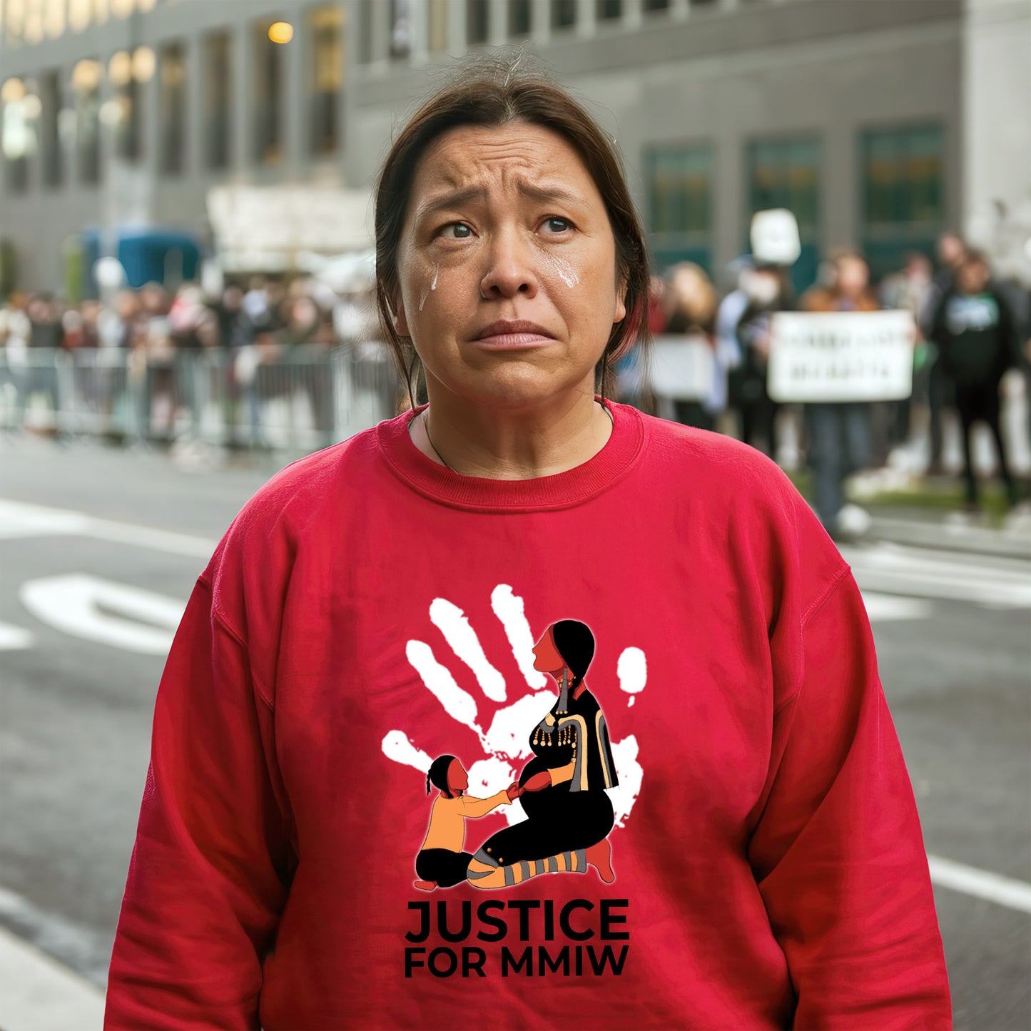 Justice For MMIW Red Handprint Unisex T-Shirt/T-shirt V-Neck/Hoodie/Sweatshirt