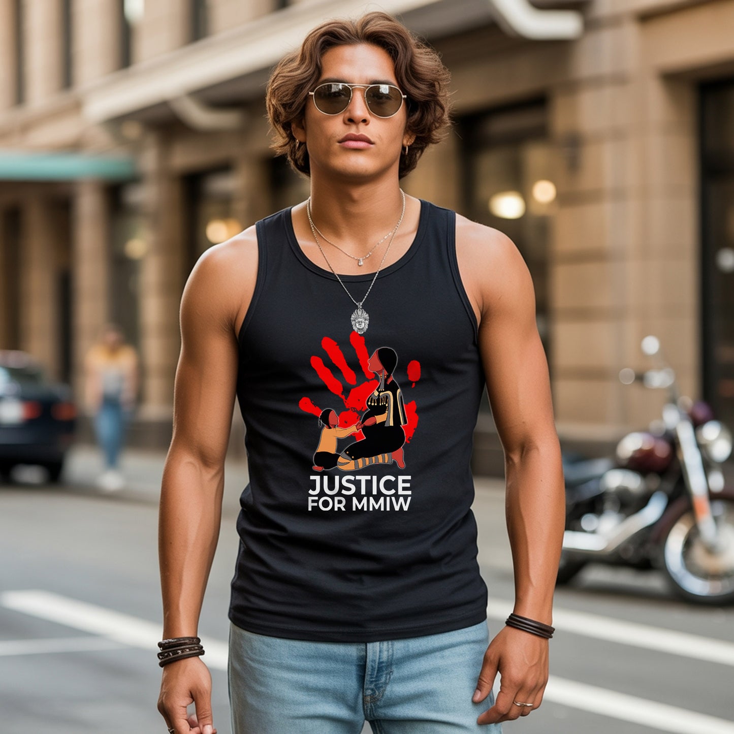Justice for MMIW Red Handprint Indigenous Strength Unisex Tank Top