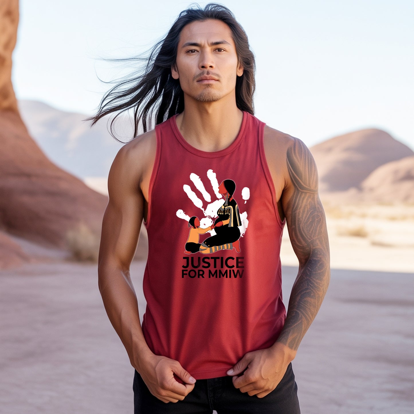 Justice for MMIW Red Handprint Indigenous Strength Unisex Tank Top