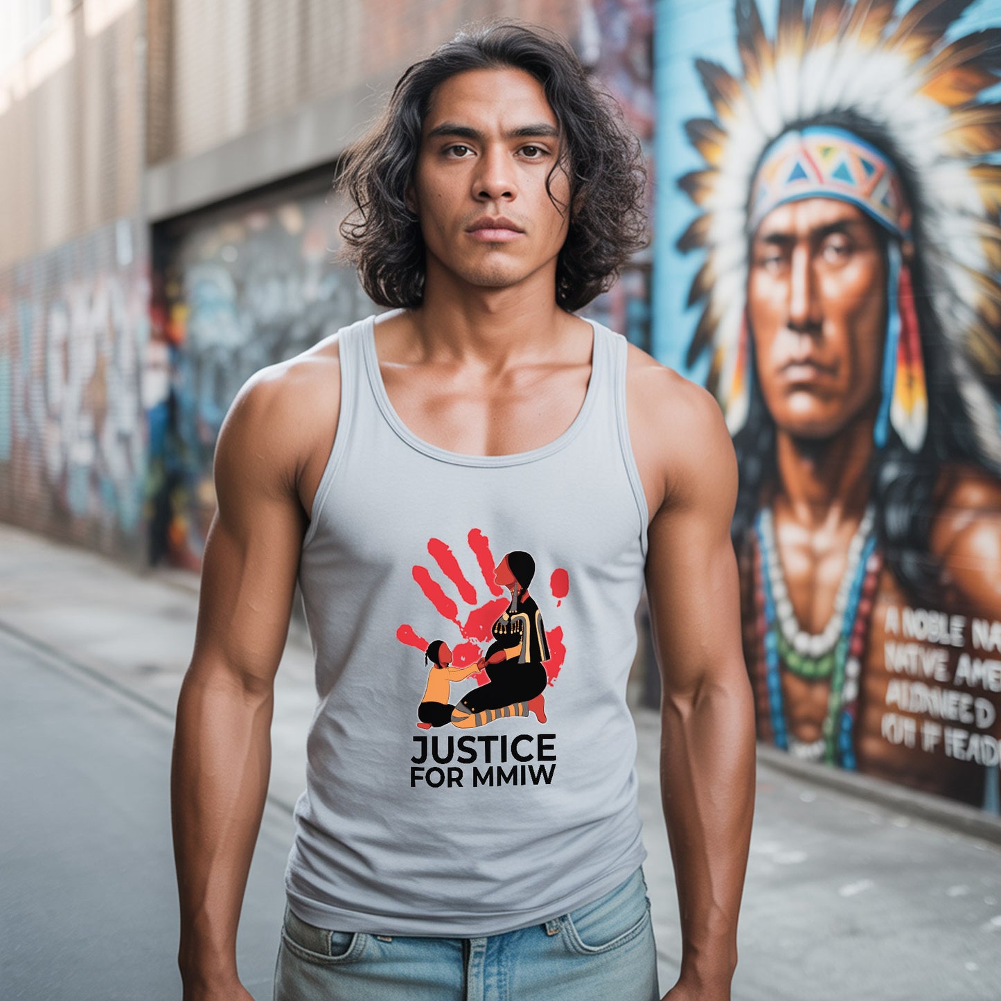 Justice for MMIW Red Handprint Indigenous Strength Unisex Tank Top