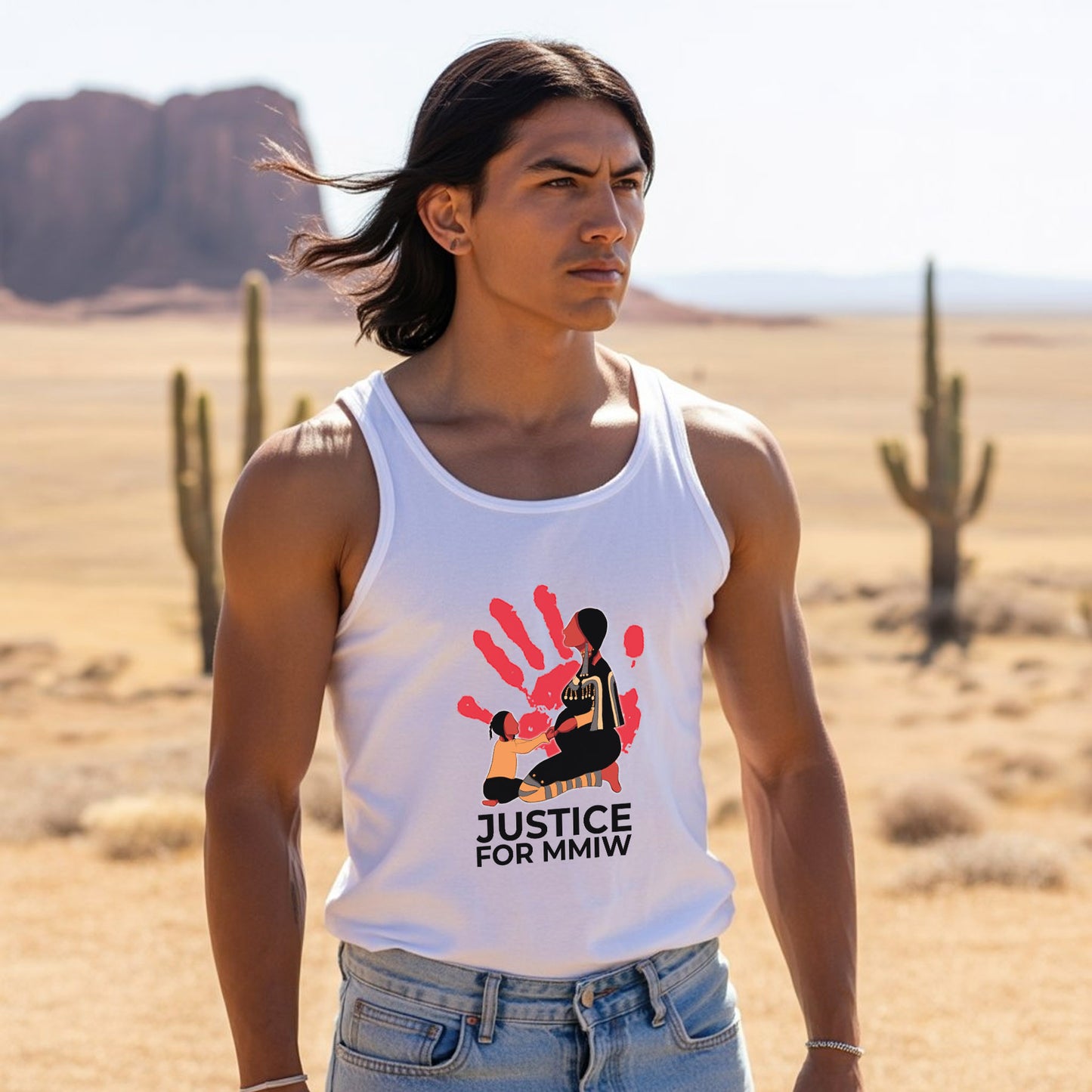 Justice for MMIW Red Handprint Indigenous Strength Unisex Tank Top