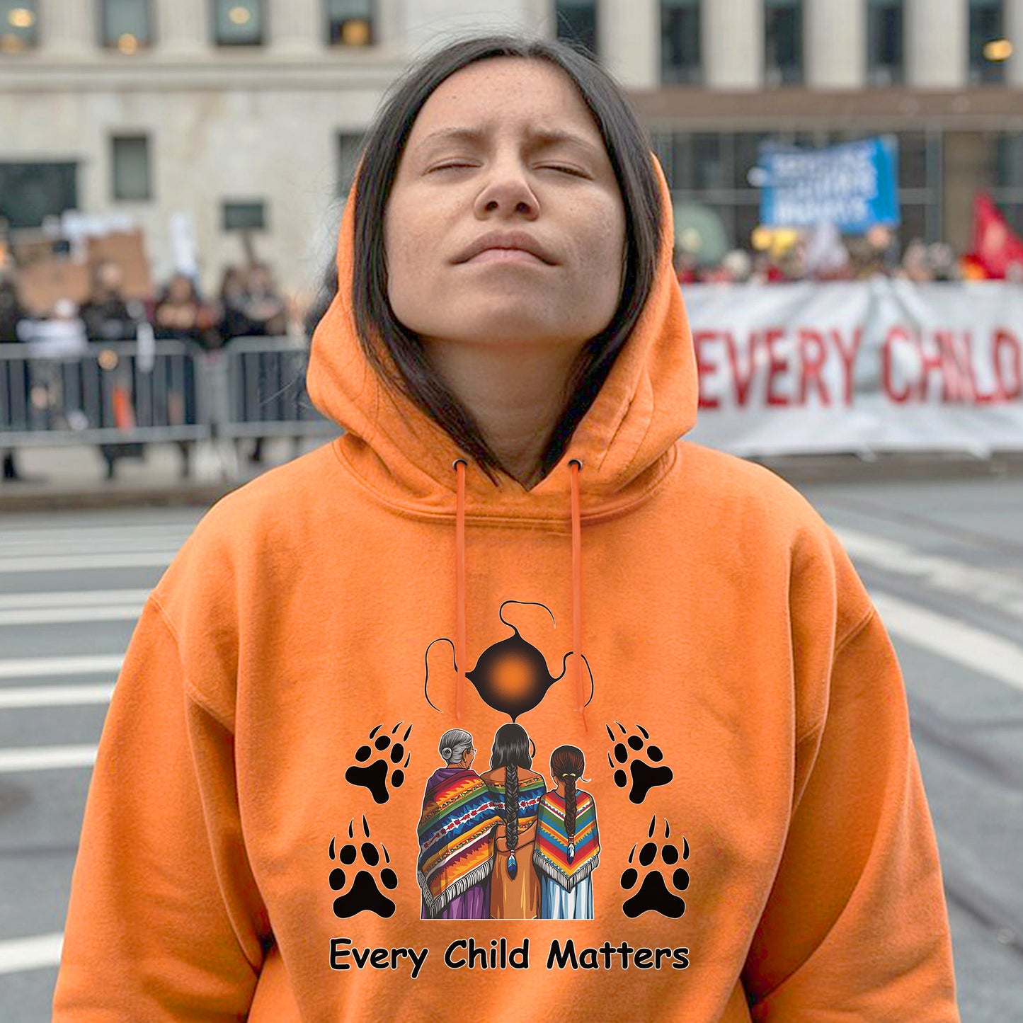 Every Child Matters Native Women & Bear Paw Design Unisex T-Shirt/Hoodie/Sweatshirt