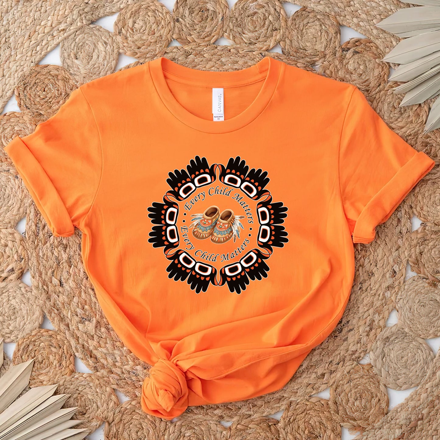 Every Child Matters Moccasins & Indigenous Feather Design Unisex T-Shirt/Hoodie/Sweatshirt