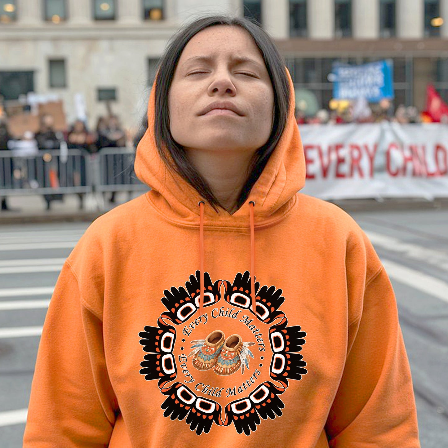 Every Child Matters Moccasins & Indigenous Feather Design Unisex T-Shirt/Hoodie/Sweatshirt