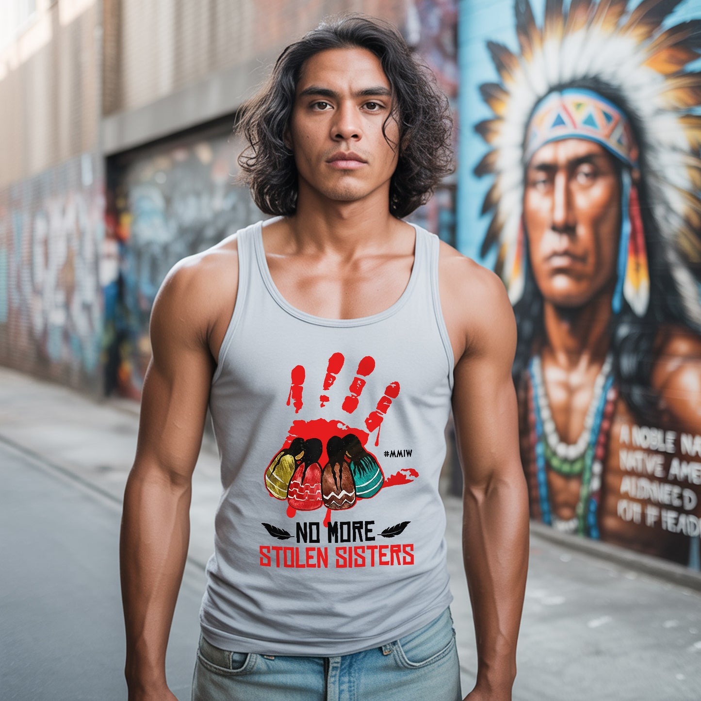 No More Stolen Sisters Red Handprint MMIW Awareness Unisex Tank Top