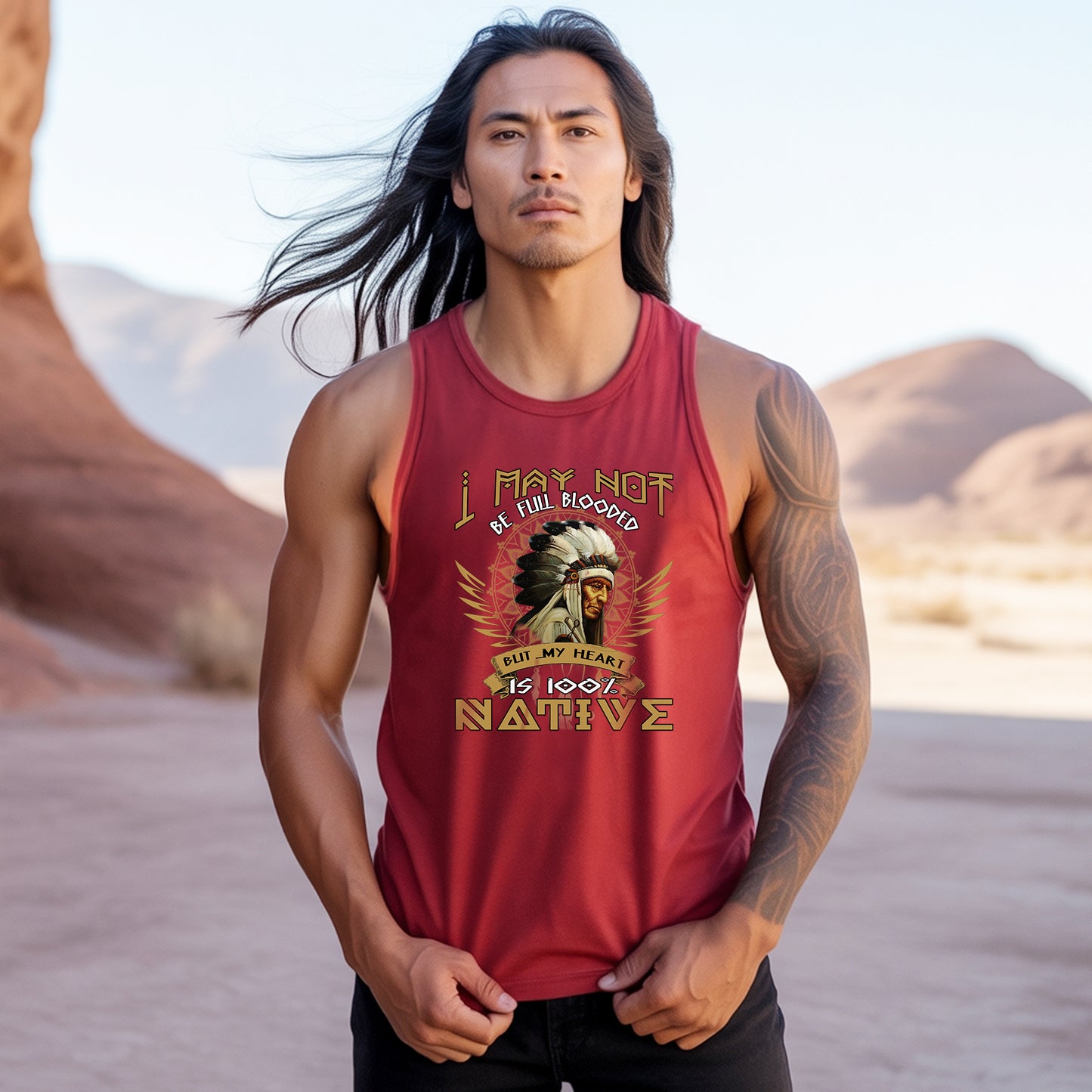 I May Not Be Full Blooded But My Heart Beats Native Unisex Tank Top