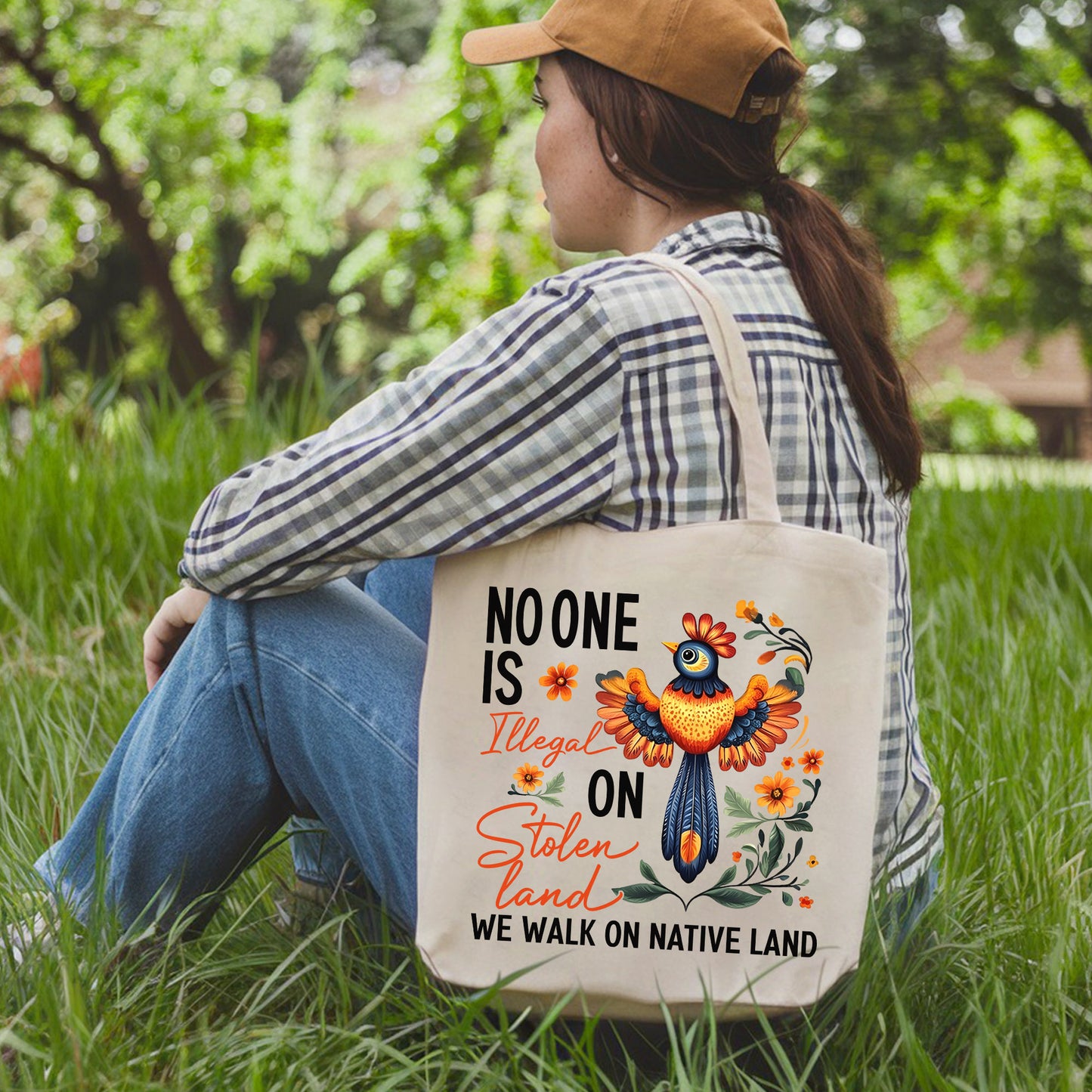 NO ONE IS ILLEGAL ON STOLEN LAND. WE WALK ON NATIVE LAND - Tote Bag S24