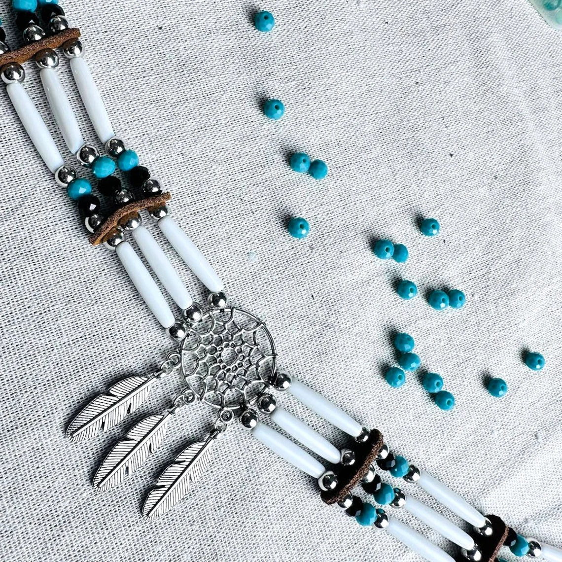 SALE 50% OFF - Native Buffalo Bone Bead Choker Tribal Jewelry