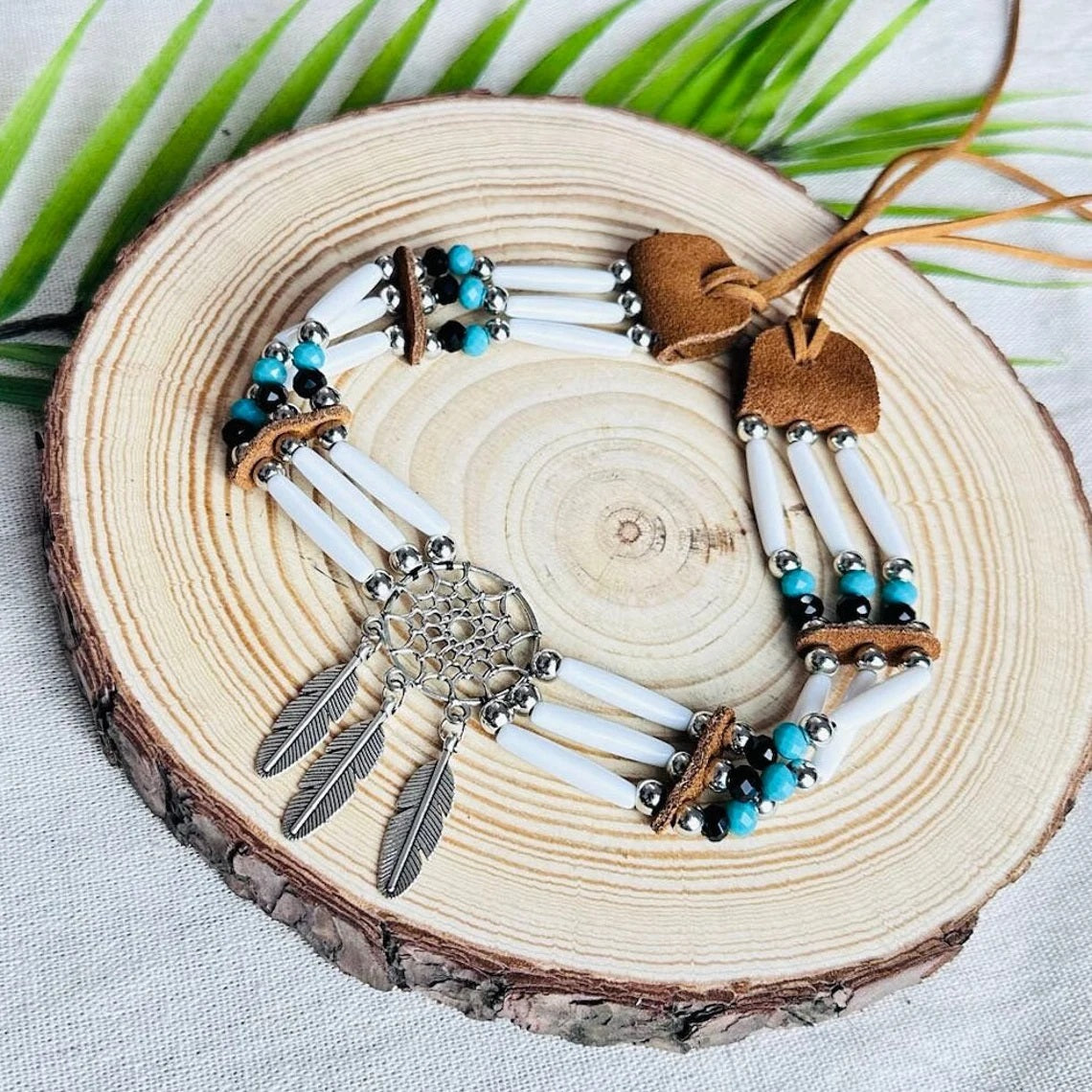 SALE 50% OFF - Native Buffalo Bone Bead Choker Tribal Jewelry