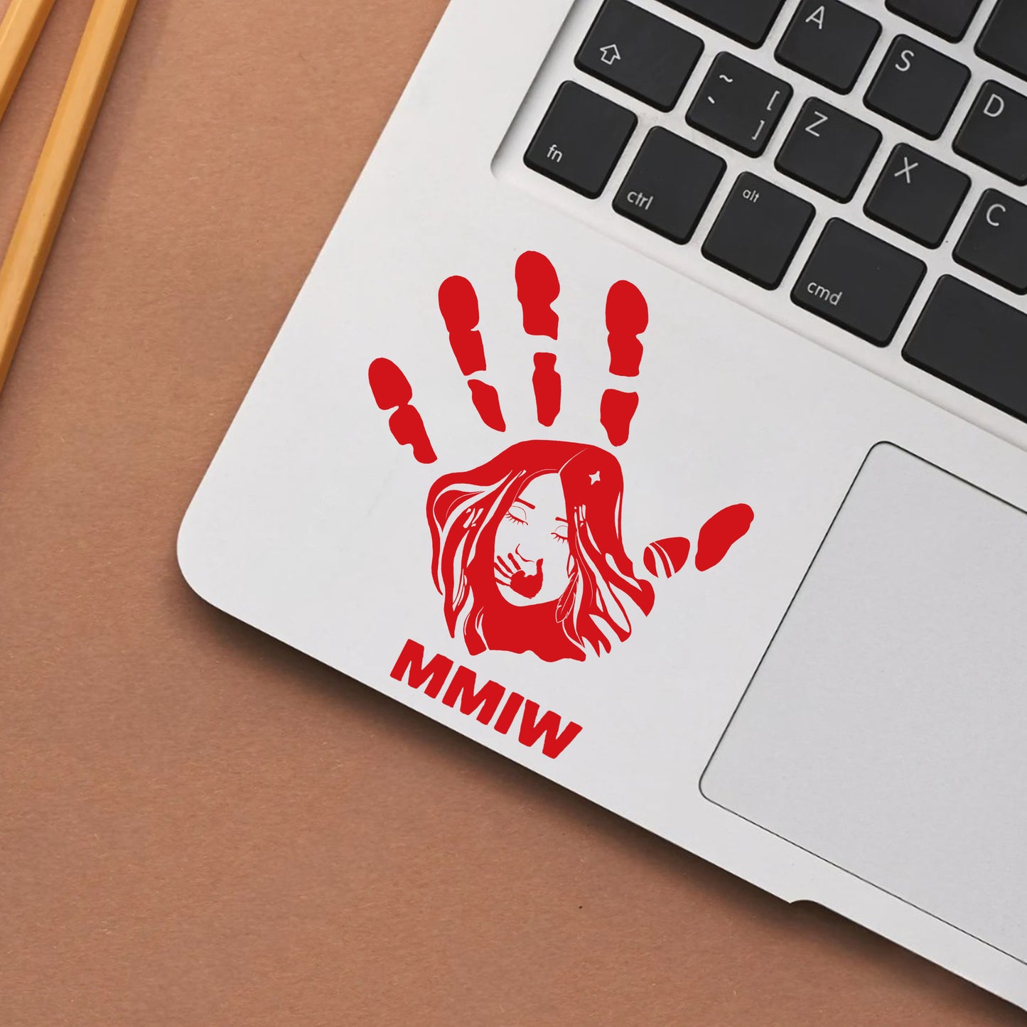 MMIW - I Wear Red, No More Stolen Sisters Red Hand Car Decal 313