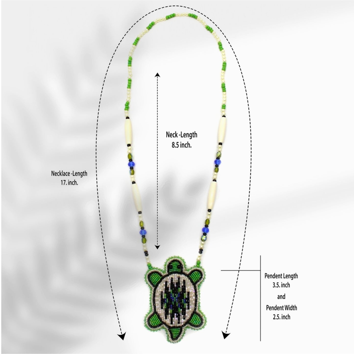 New Handmade Blue Green White Turtle Long Necklace Earring Set