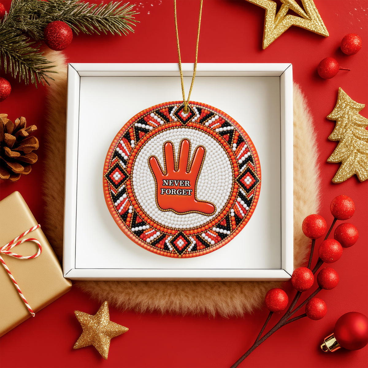 Never Forget Handprint Ceramic Ornament - Every Child Matters Gift Decor