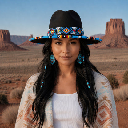 Payette Pattern Fedora Hatband For Men Women Beaded Brim With Native American Style