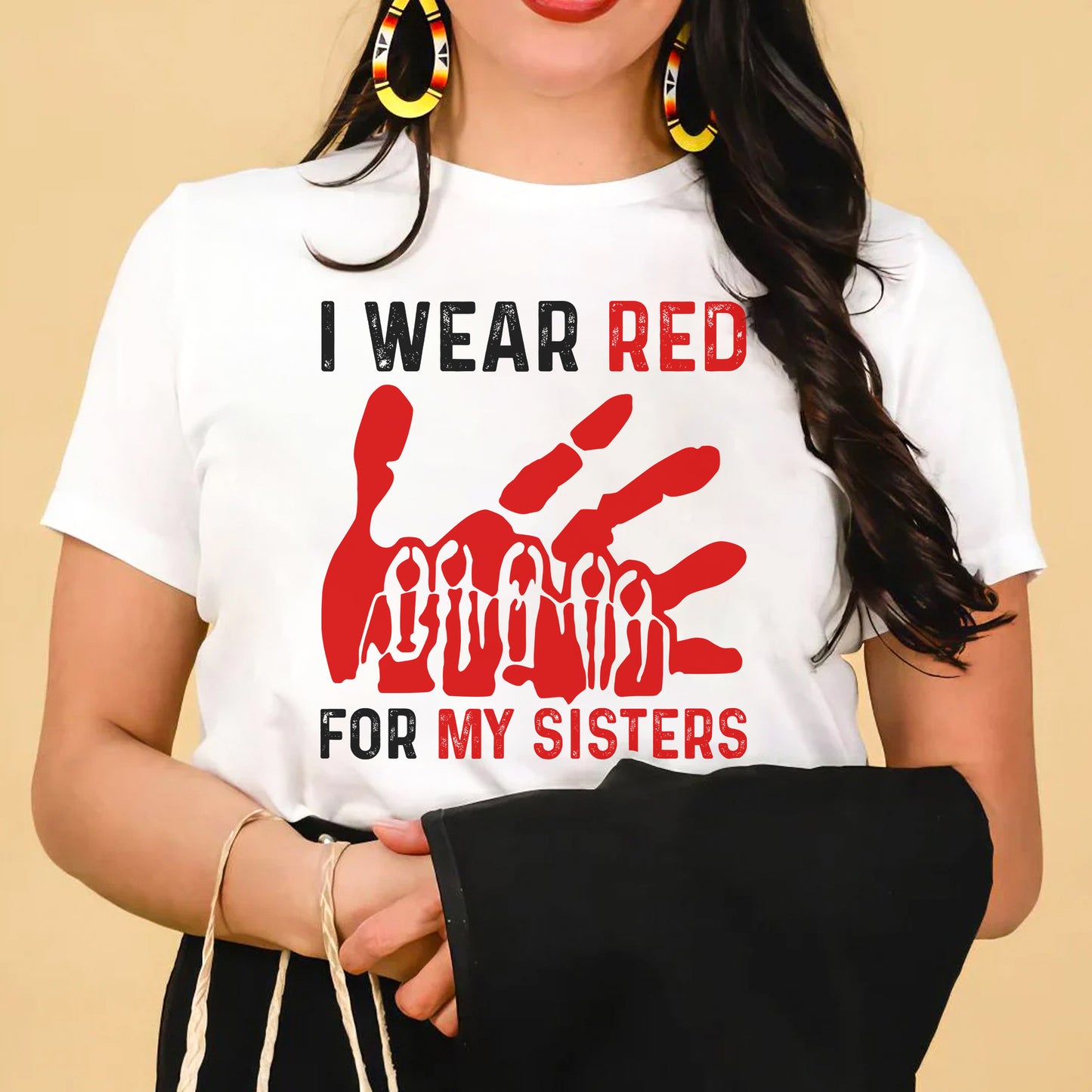 MMIW I Wear Red For My Sister Red Hand Unisex T-shirt/Hoodie/Sweatshirt