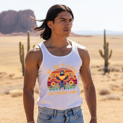 No One Is Illegal On Stolen Land Colorful Bird Nature Artwork Unisex Tank Top