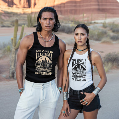 No One Is Illegal on Stolen Land Native American Unisex Tank Top