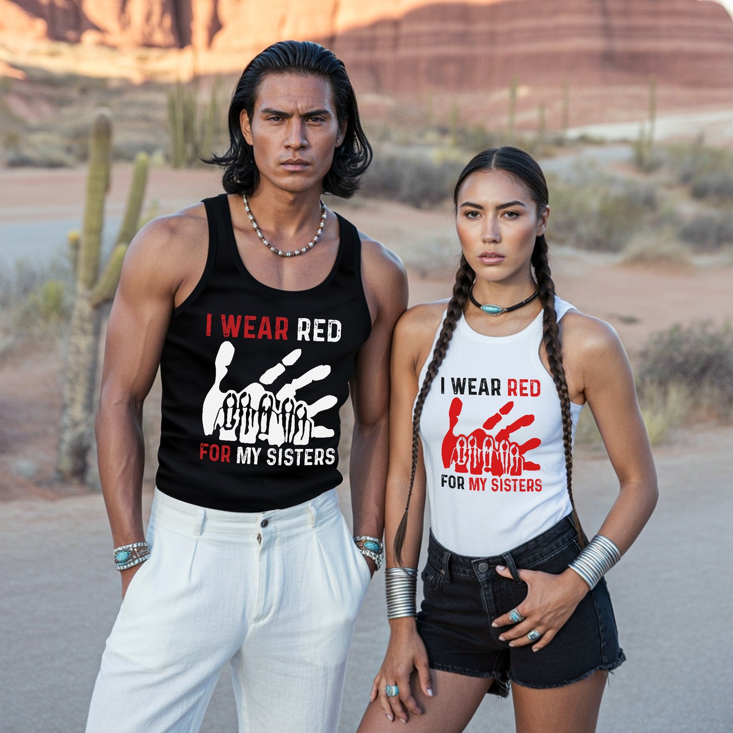 I Wear Red for My Sisters MMIW Awareness Unisex Tank Top