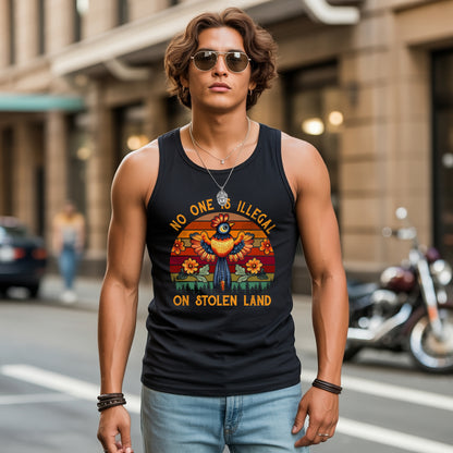No One Is Illegal On Stolen Land Colorful Bird Nature Artwork Unisex Tank Top