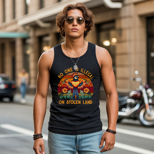 No One Is Illegal On Stolen Land Colorful Bird Nature Artwork Unisex Tank Top