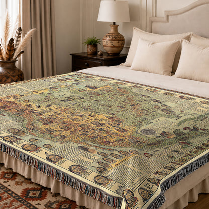 Native American Map Woven Throw Blanket - Tribal Heritage Blanket
